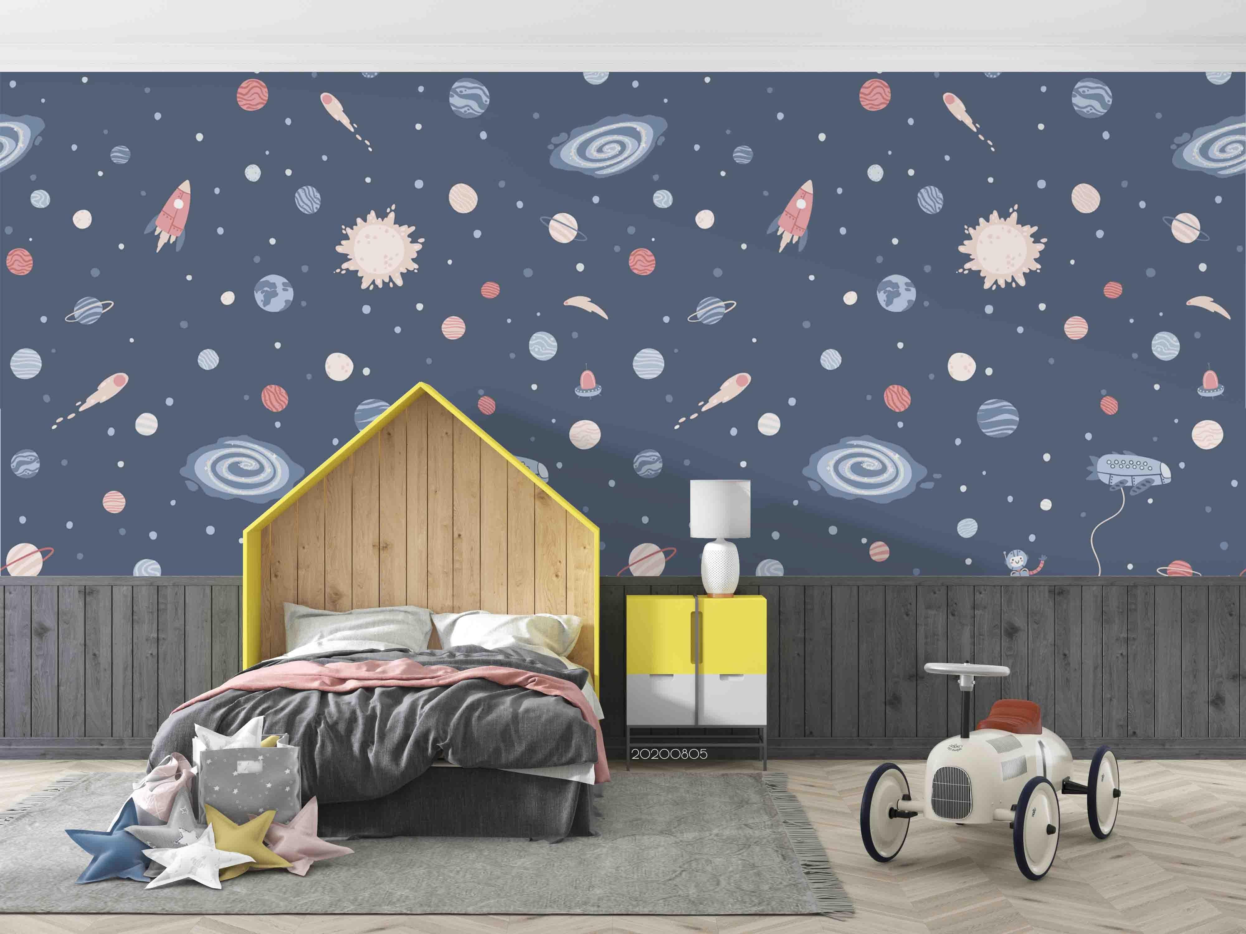 3D Cartoon Space Rocket Wall Mural Wallpaper LXL 816- Jess Art Decoration