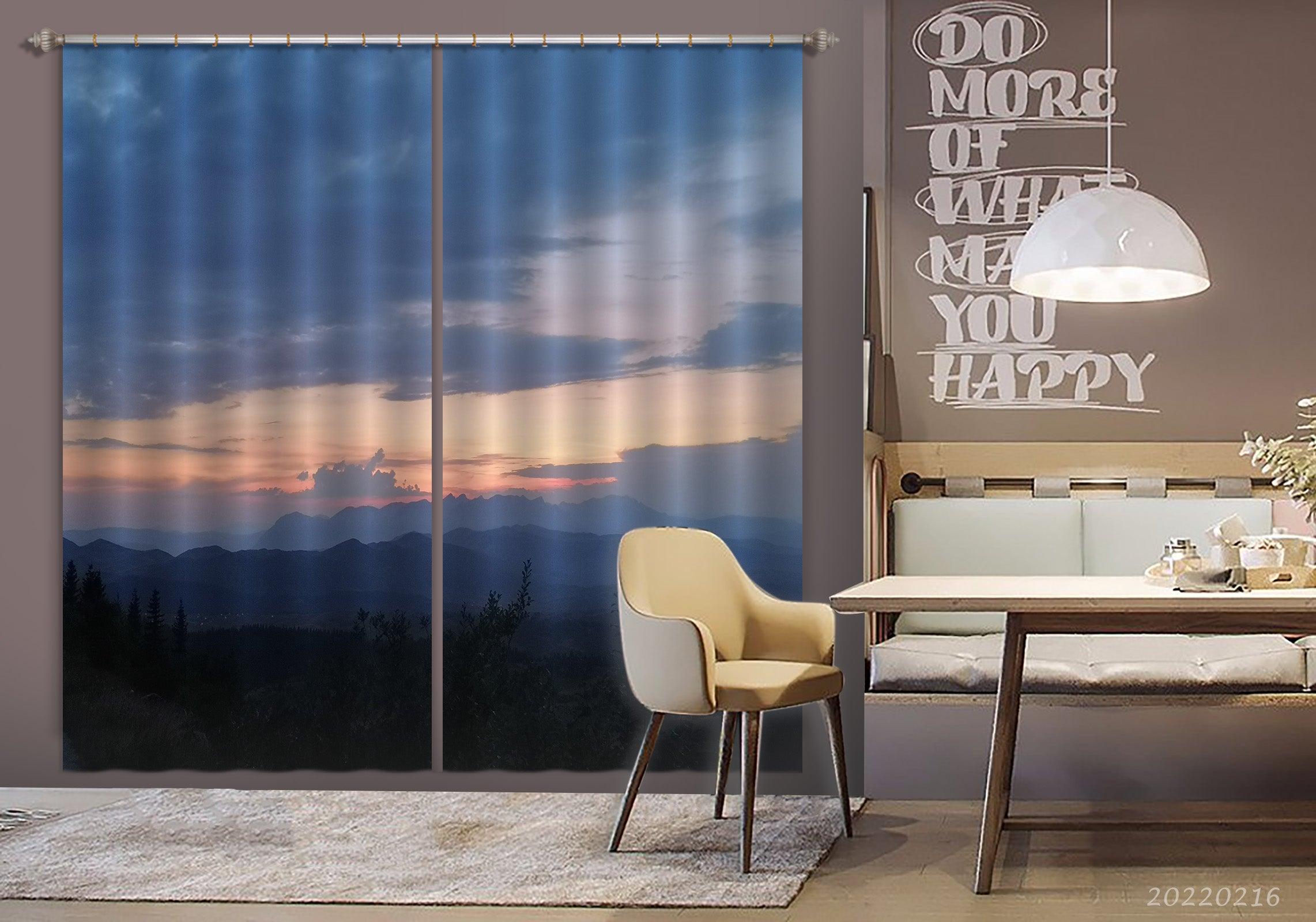 3D Woods Mountain Sky Dark Cloud Curtains and Drapes GD 2007- Jess Art Decoration