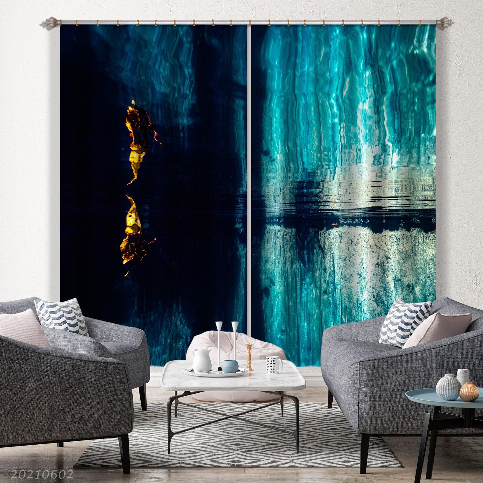 3D Abstract Blue Water Pattern Curtains and Drapes GD 652- Jess Art Decoration