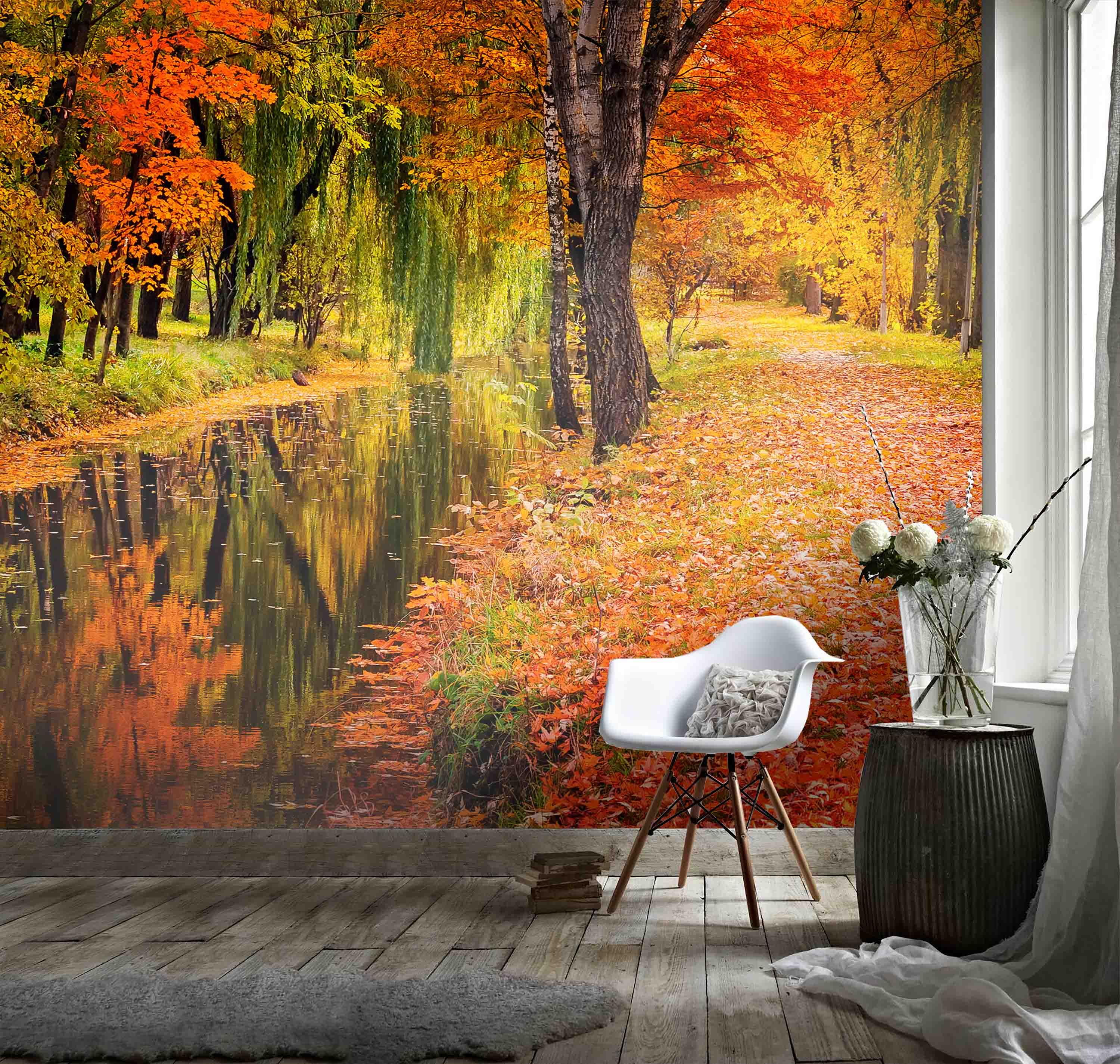 3D Red Leaf Forest Late Autumn Wall Mural Wallpaper 86- Jess Art Decoration