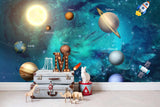 3D Outer Space Galaxy Planet Rocket Wall Mural 23- Jess Art Decoration