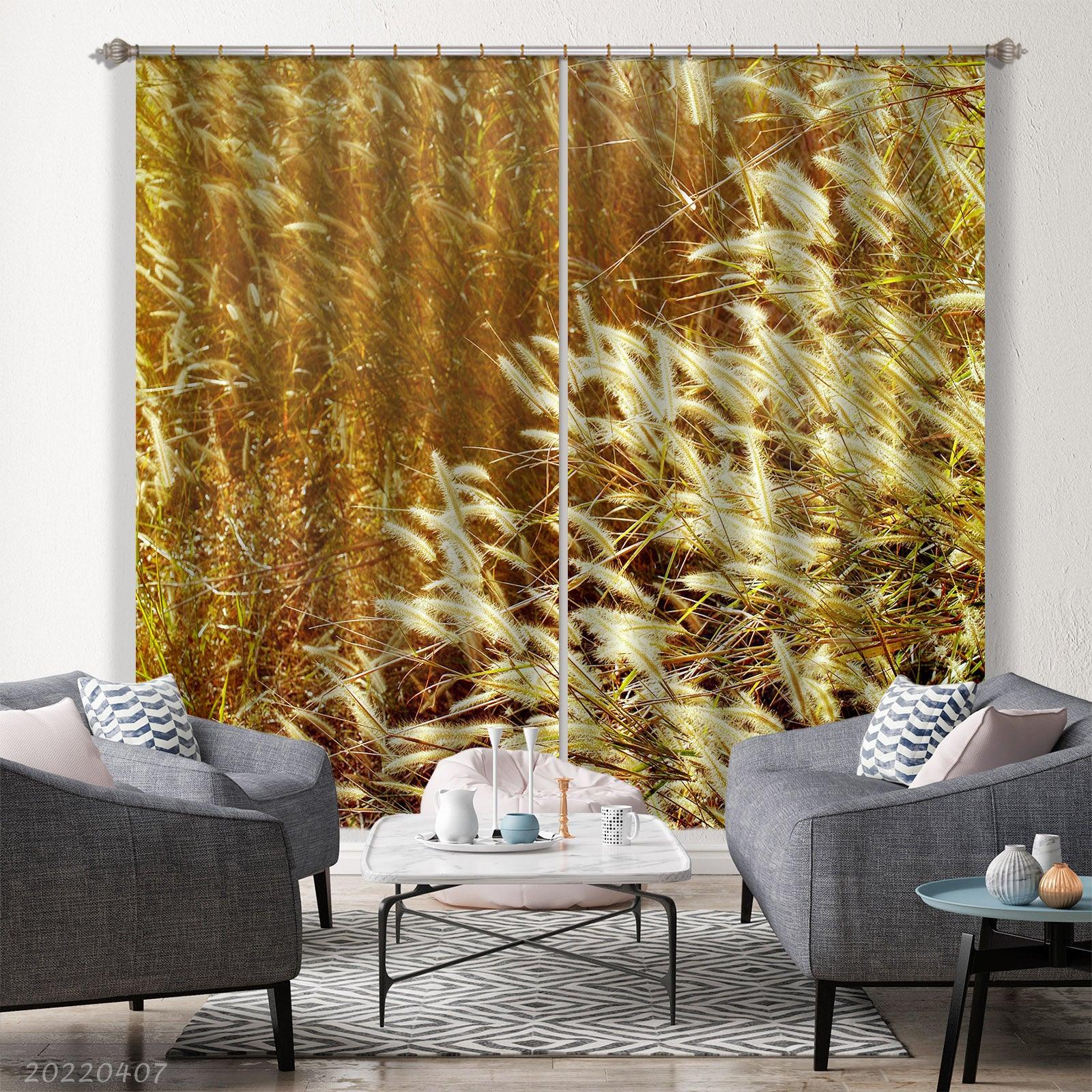 3D Landscape Nature Autumn Yellow Setaria Curtains and Drapes GD 3539- Jess Art Decoration