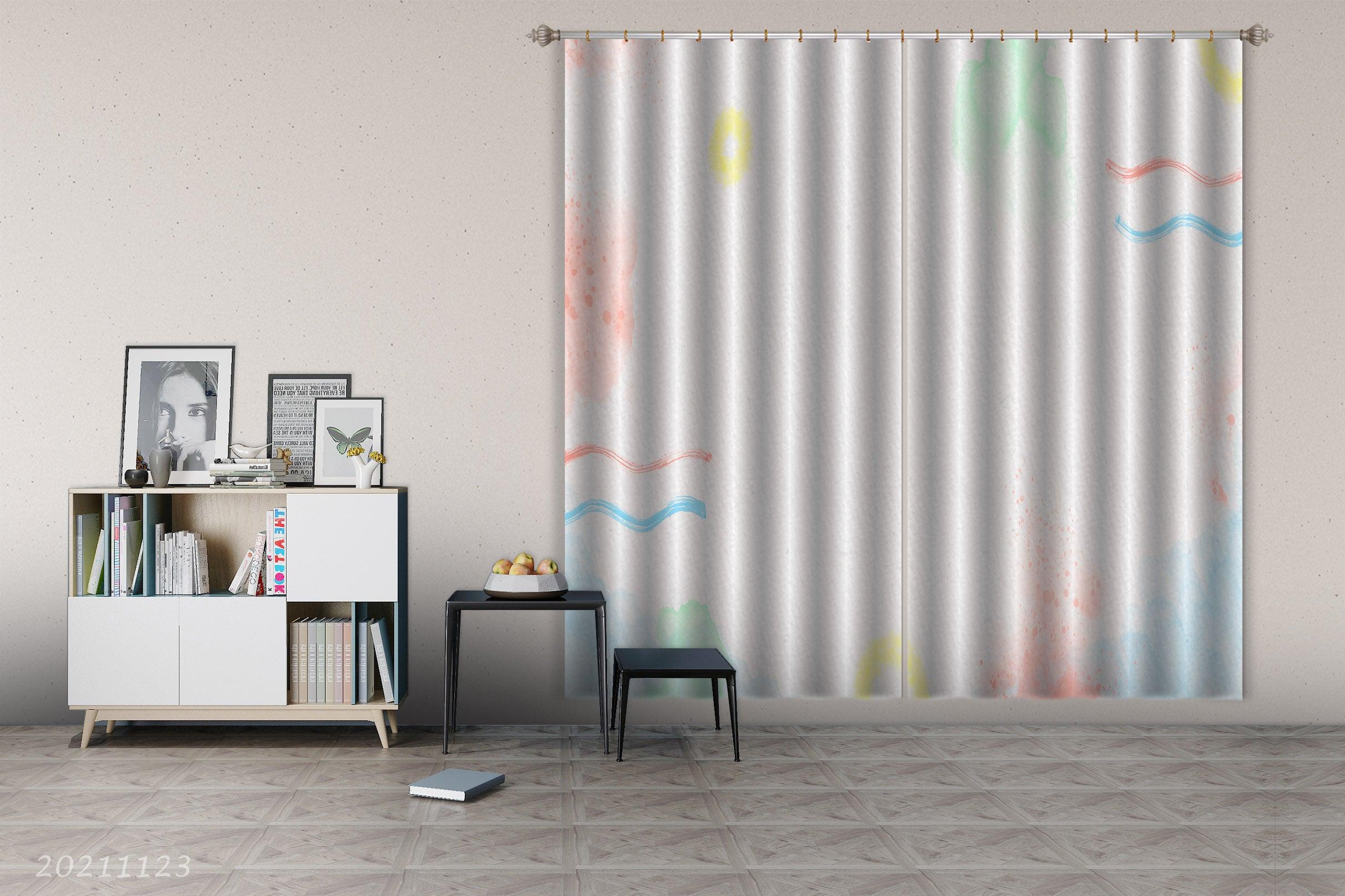 3D Abstract Color Geometry Curtains and Drapes LQH 147- Jess Art Decoration