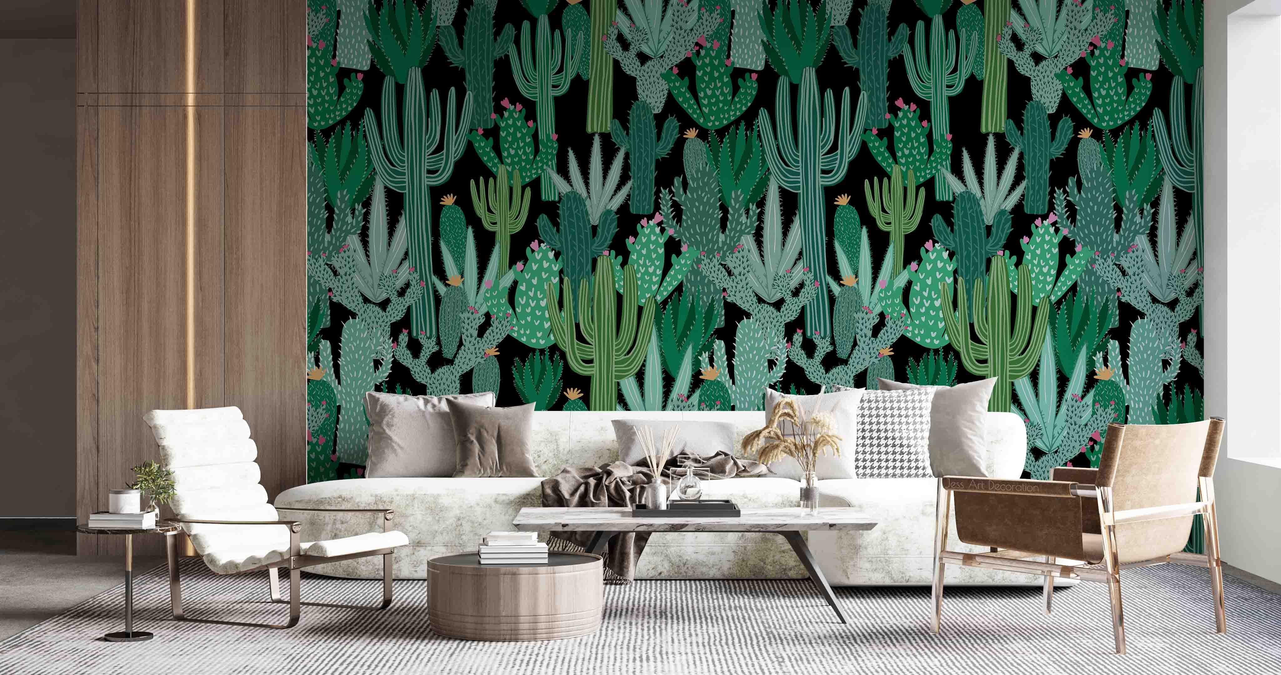 3D Green Plant Cactus Pattern Wall Mural Wallpaper GD 3142- Jess Art Decoration