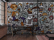 3D Cartoon Monsters Graffiti Wall Mural Wallpaper LQH 193- Jess Art Decoration