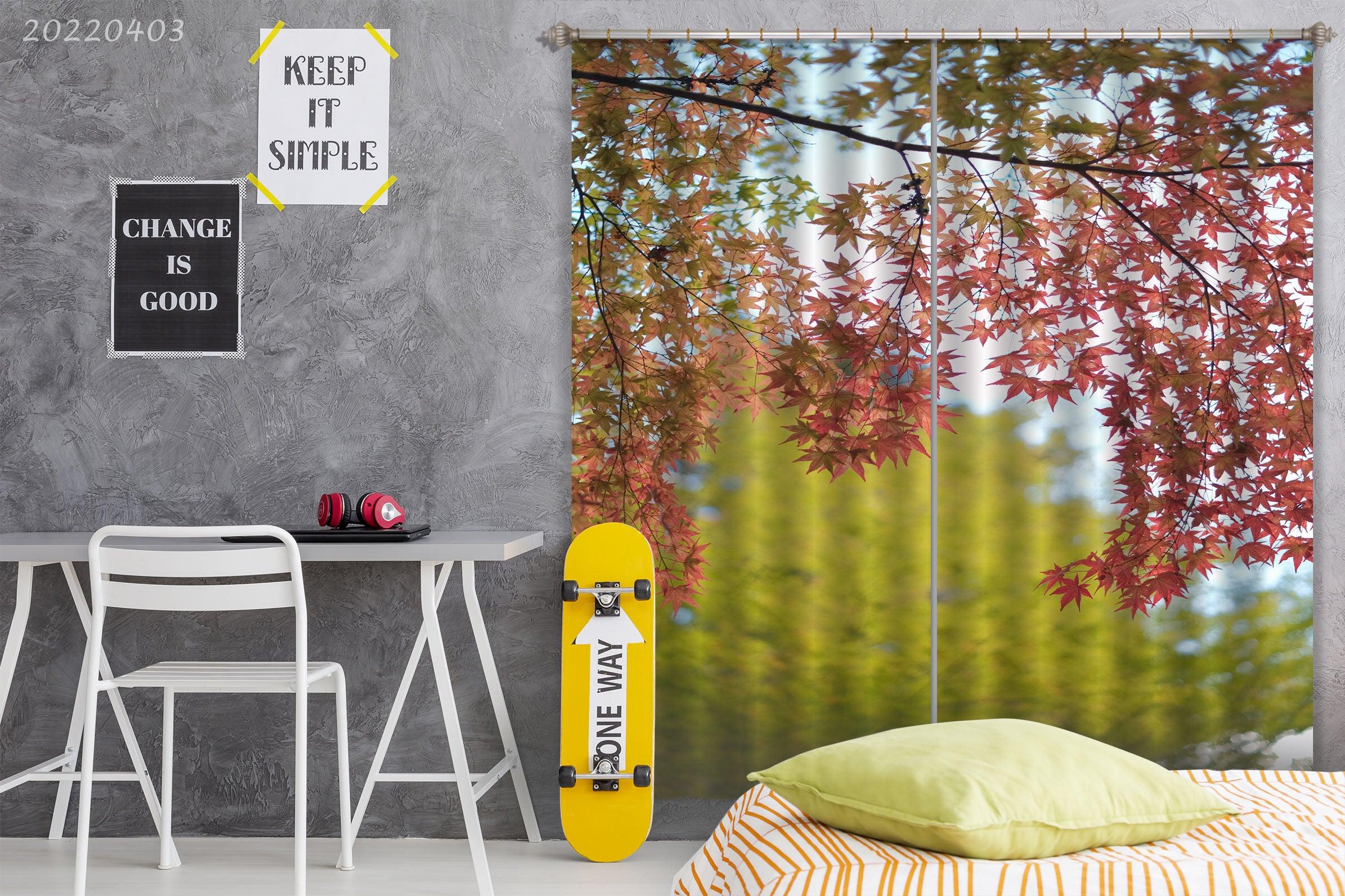 3D Autumn Maple Leaf Scenery Curtains and Drapes GD 3271- Jess Art Decoration