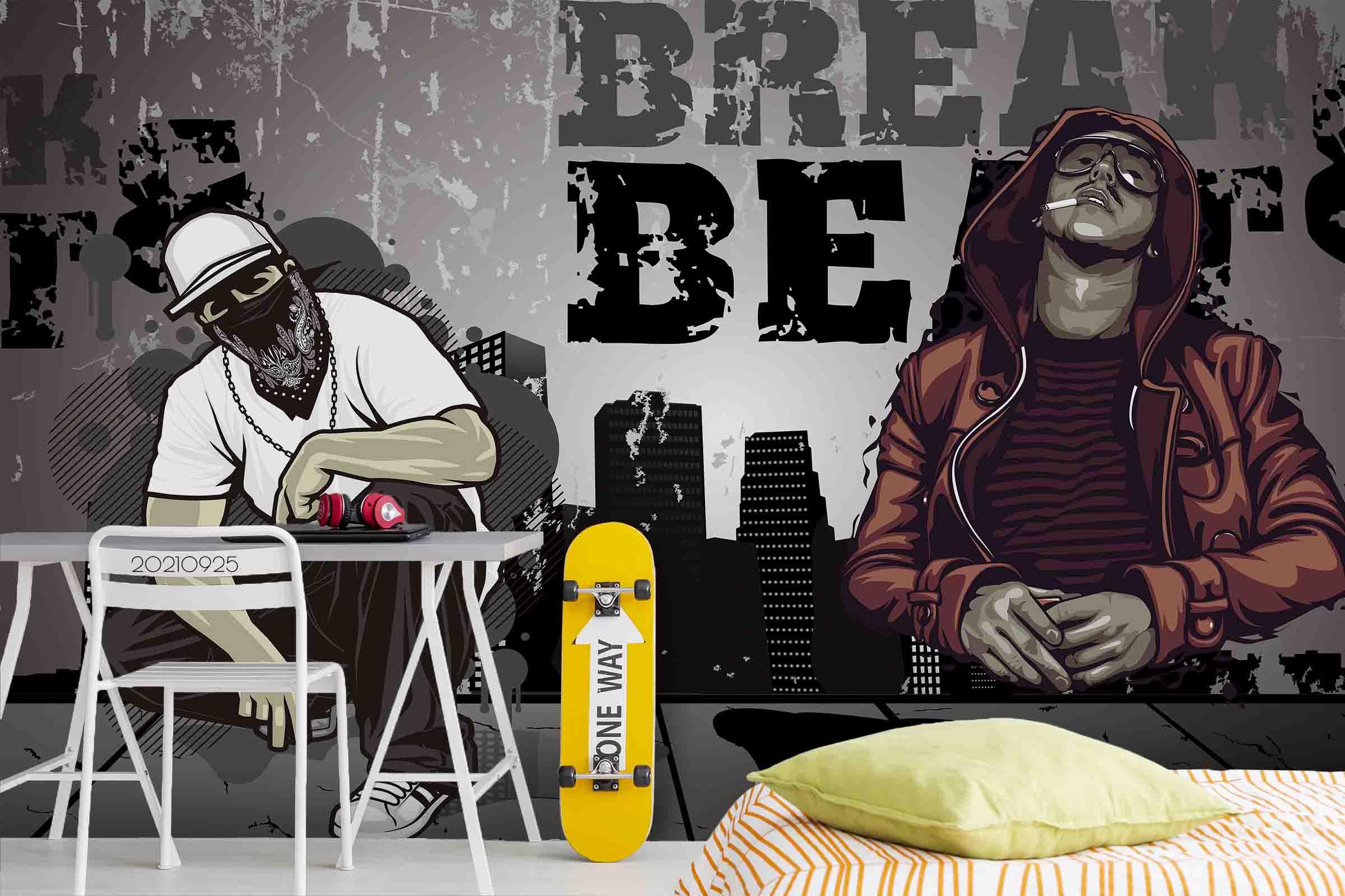 3D Hip Hop Boy urban hip hop character mural wall mural wallpaper for teen room - view 3