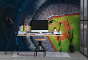 Aerial View Baseball Field Stand Spectator Wallpaper baseball wall mural for sports room or fan space - view 4