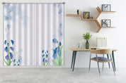 3D Watercolor Blue Floral Curtains and Drapes LQH 269- Jess Art Decoration
