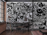 3D Cartoon Monsters Graffiti Wall Mural Wallpaper LQH 24- Jess Art Decoration