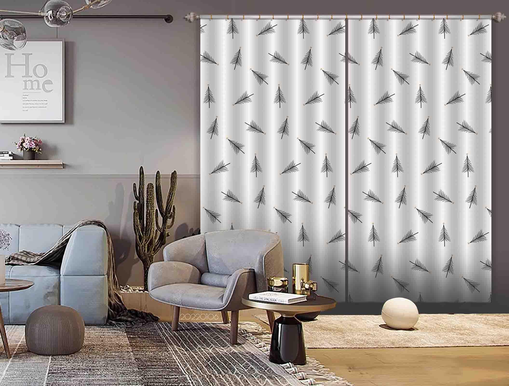 3D Simple Black Tree Illustration Curtains and Drapes GD 158- Jess Art Decoration