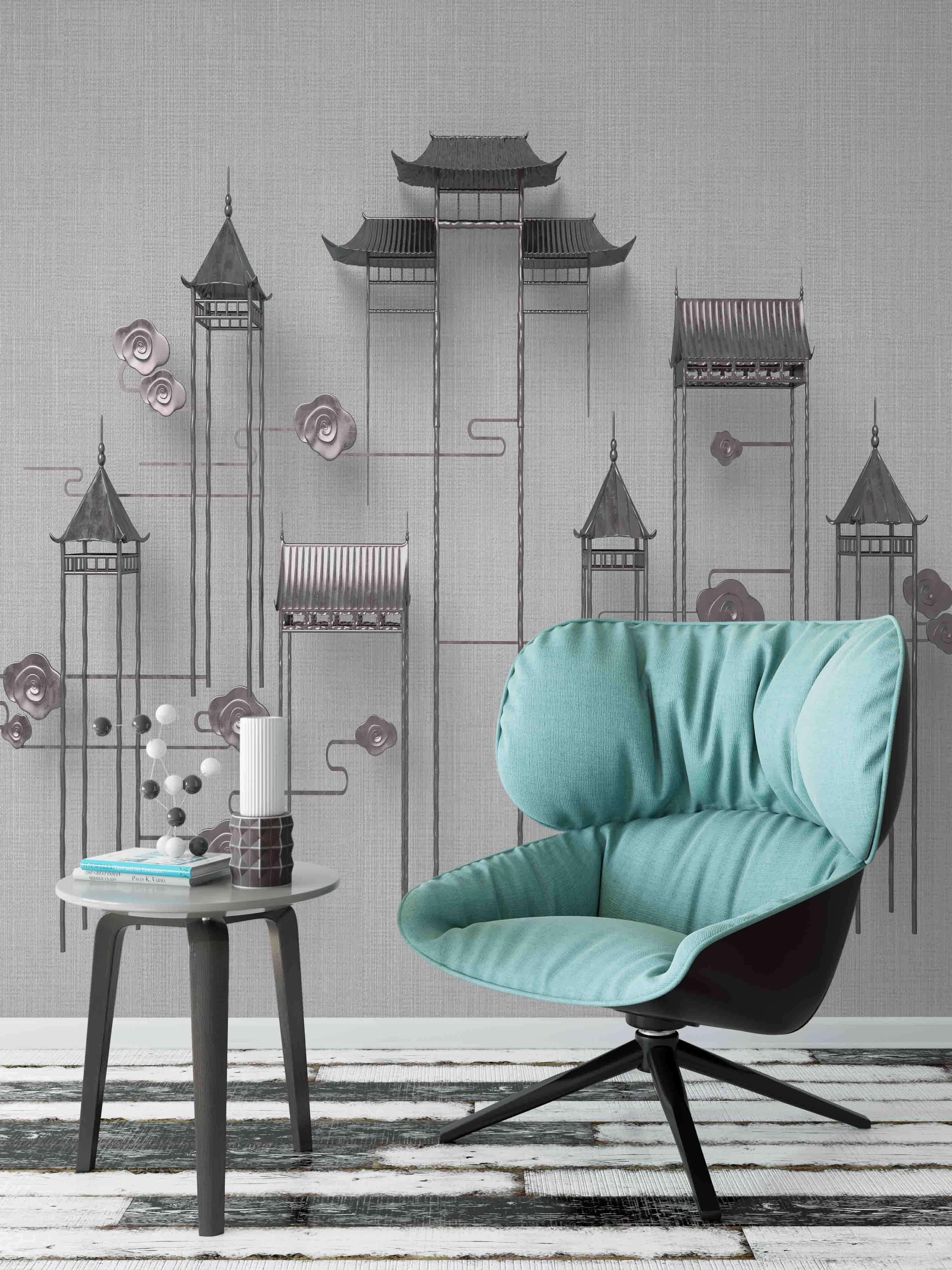 3D Chinese Building Flroal Wall Mural Wallpaper 99- Jess Art Decoration