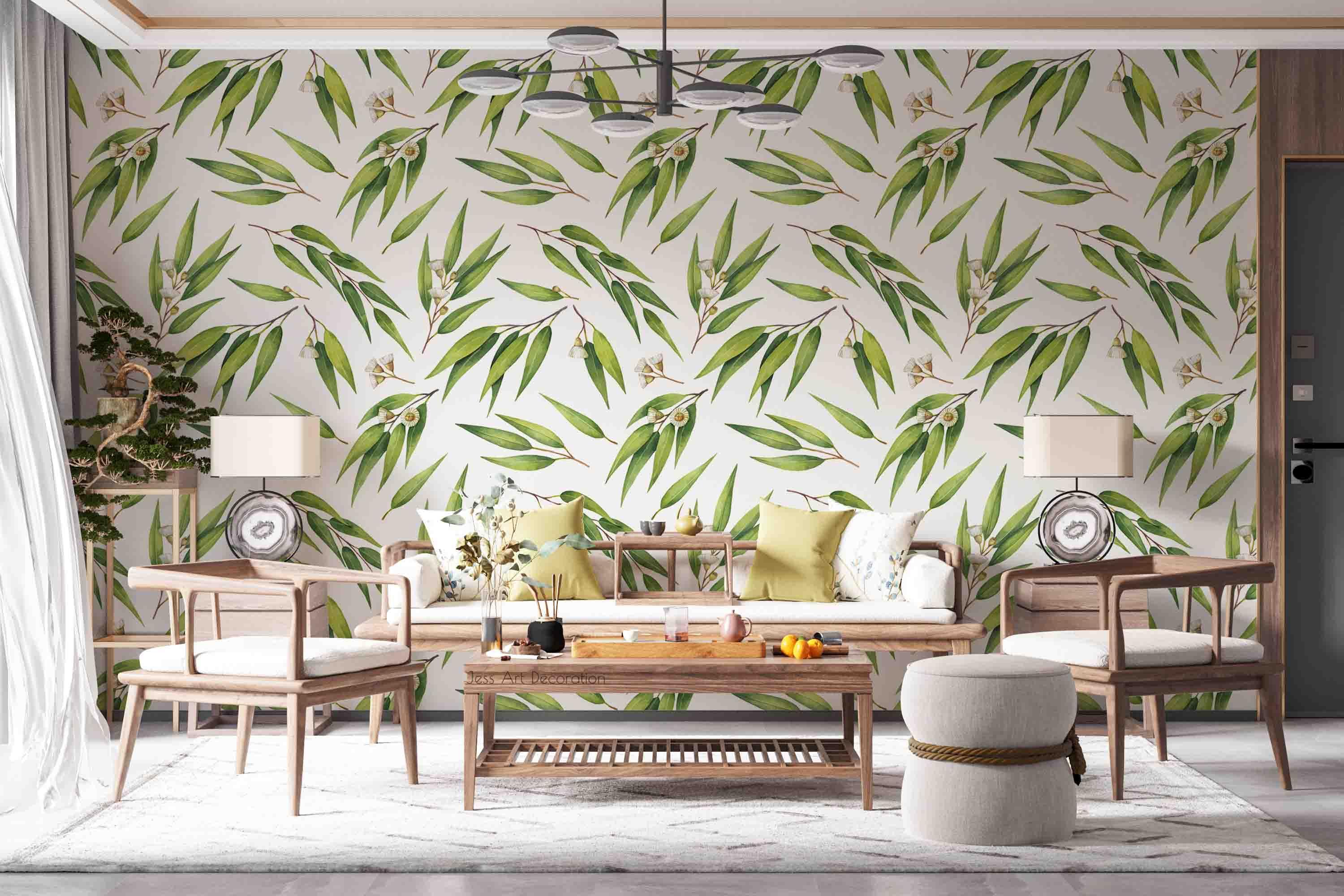 3D Fresh Green Leaf Flower Wall Mural Wallpaper GD 2800- Jess Art Decoration