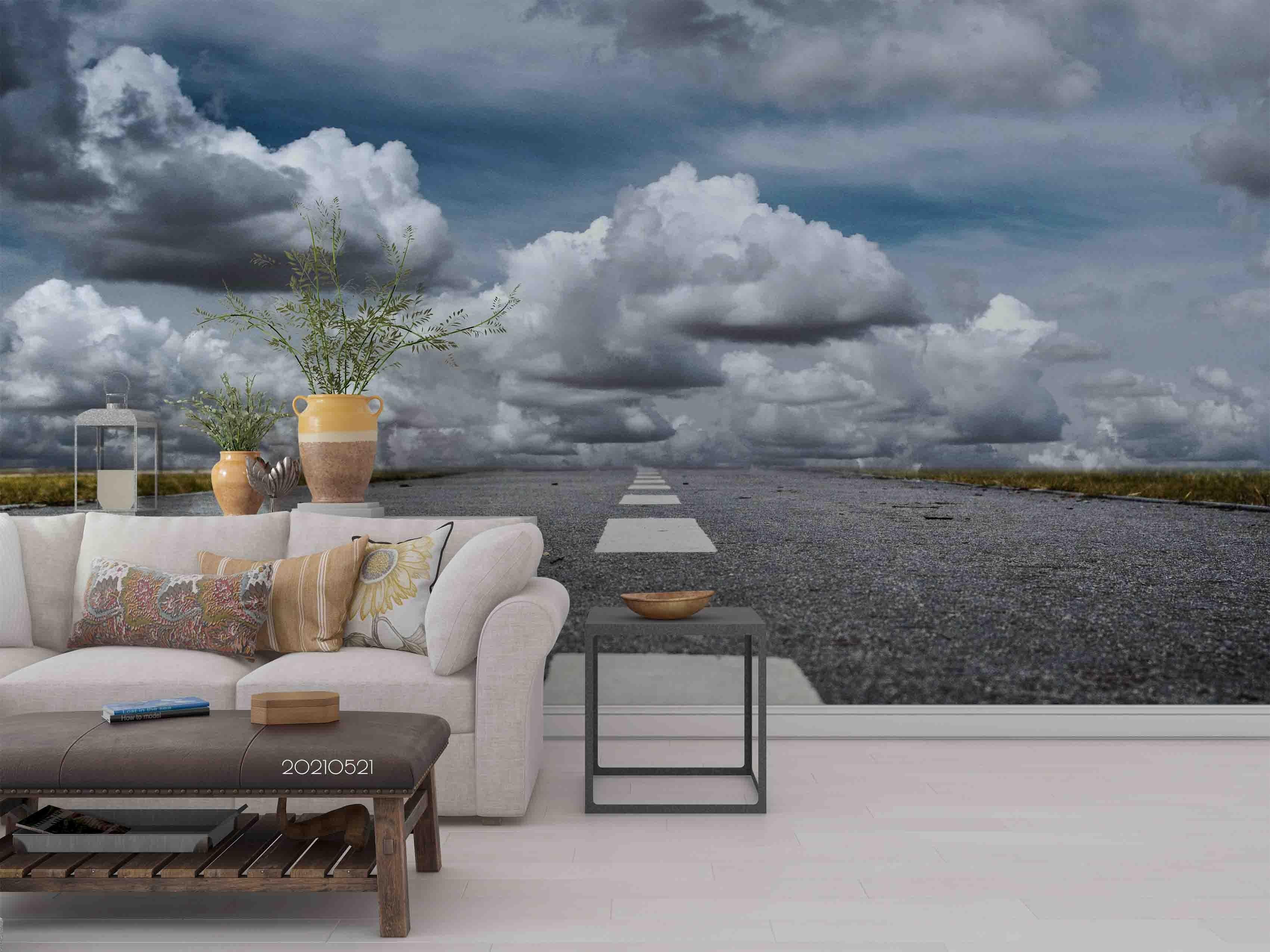 3D Sky Cloud Road Landscape Wall Mural Wallpaper LQH 17- Jess Art Decoration