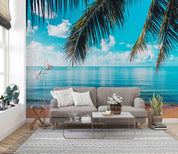 3D Beach Blue Ocean Coconut Tree Landscape Wall Mural Wallpaper GD 2835- Jess Art Decoration