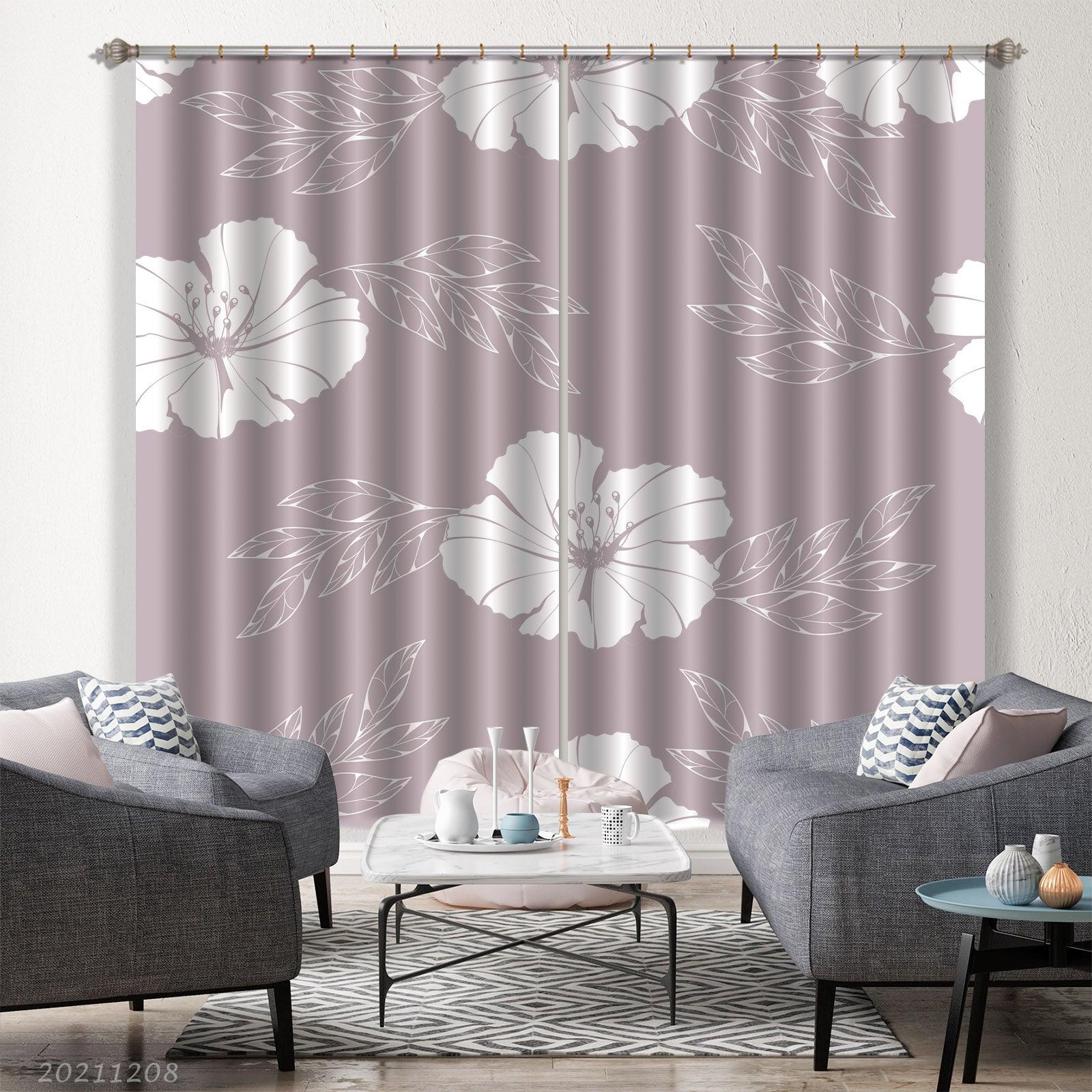 3D Hand Drawn Floral Pink Curtains and Drapes LLL 673- Jess Art Decoration