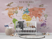 3D Color World Map Airplane Kids Wall Mural Wallpaper LQH 716- Jess Art Decoration
