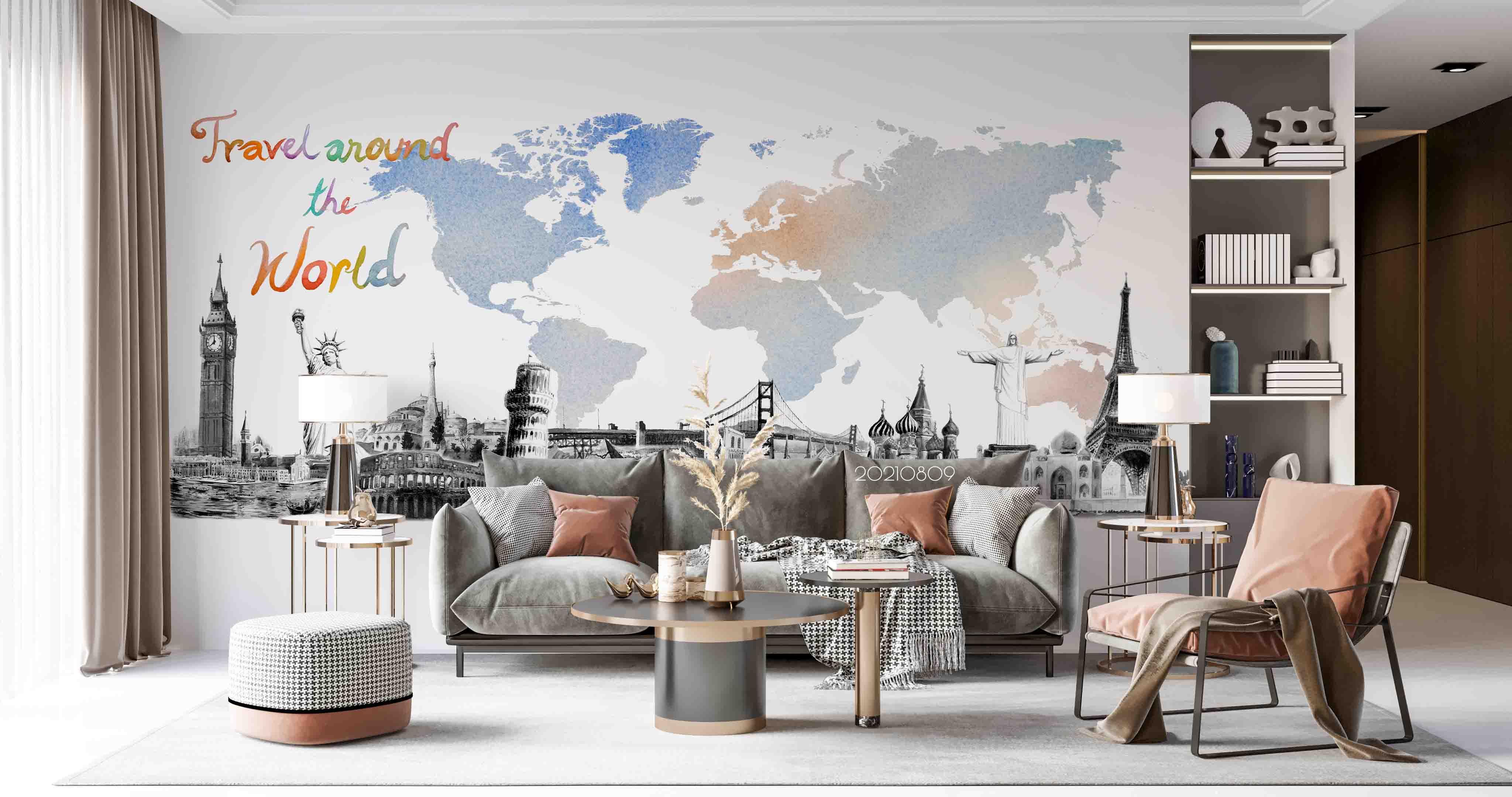 3D Hand-painted Abstract Map World Wall Mural Wallpaper SWW4964- Jess Art Decoration