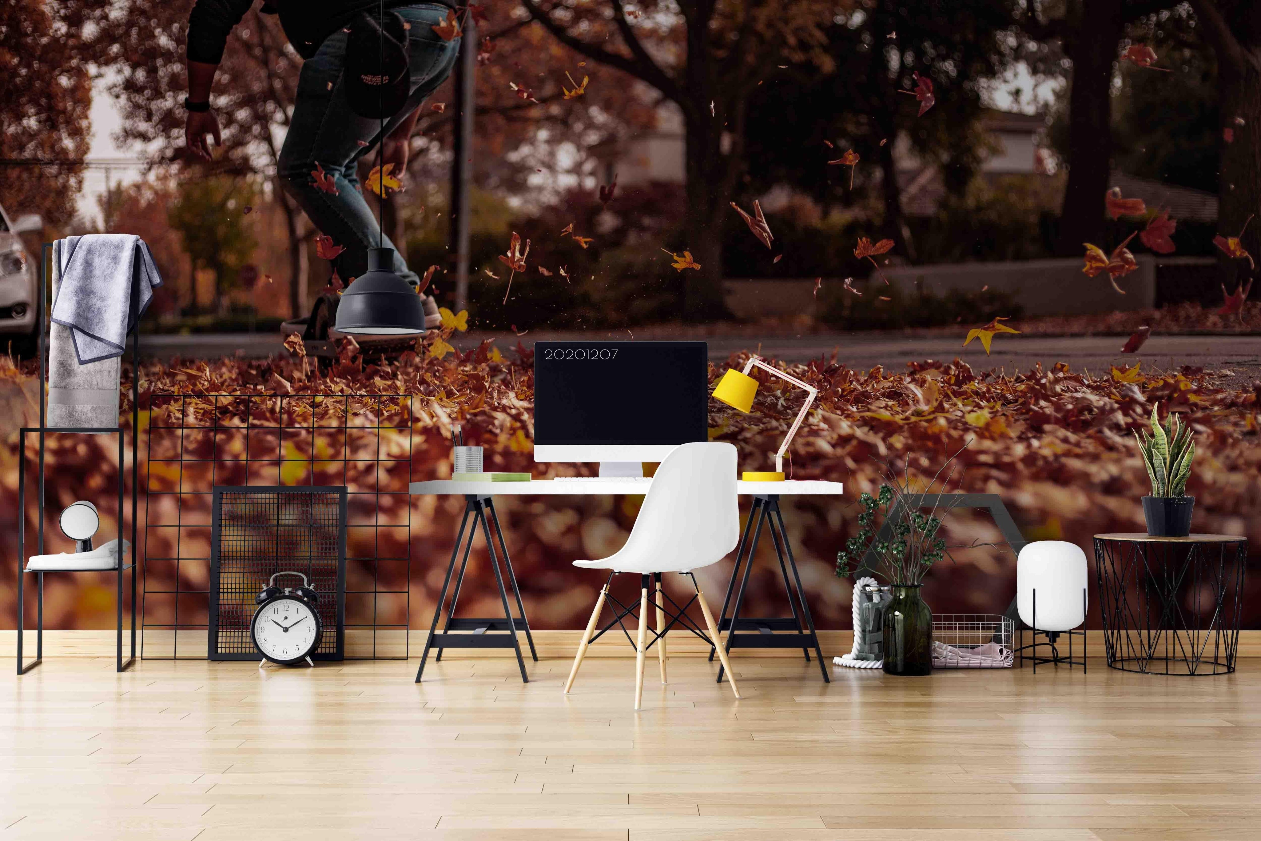 3D Pexels Fall Maple Leaves Street Skateboard Wall Mural Wallpaper LXL- Jess Art Decoration