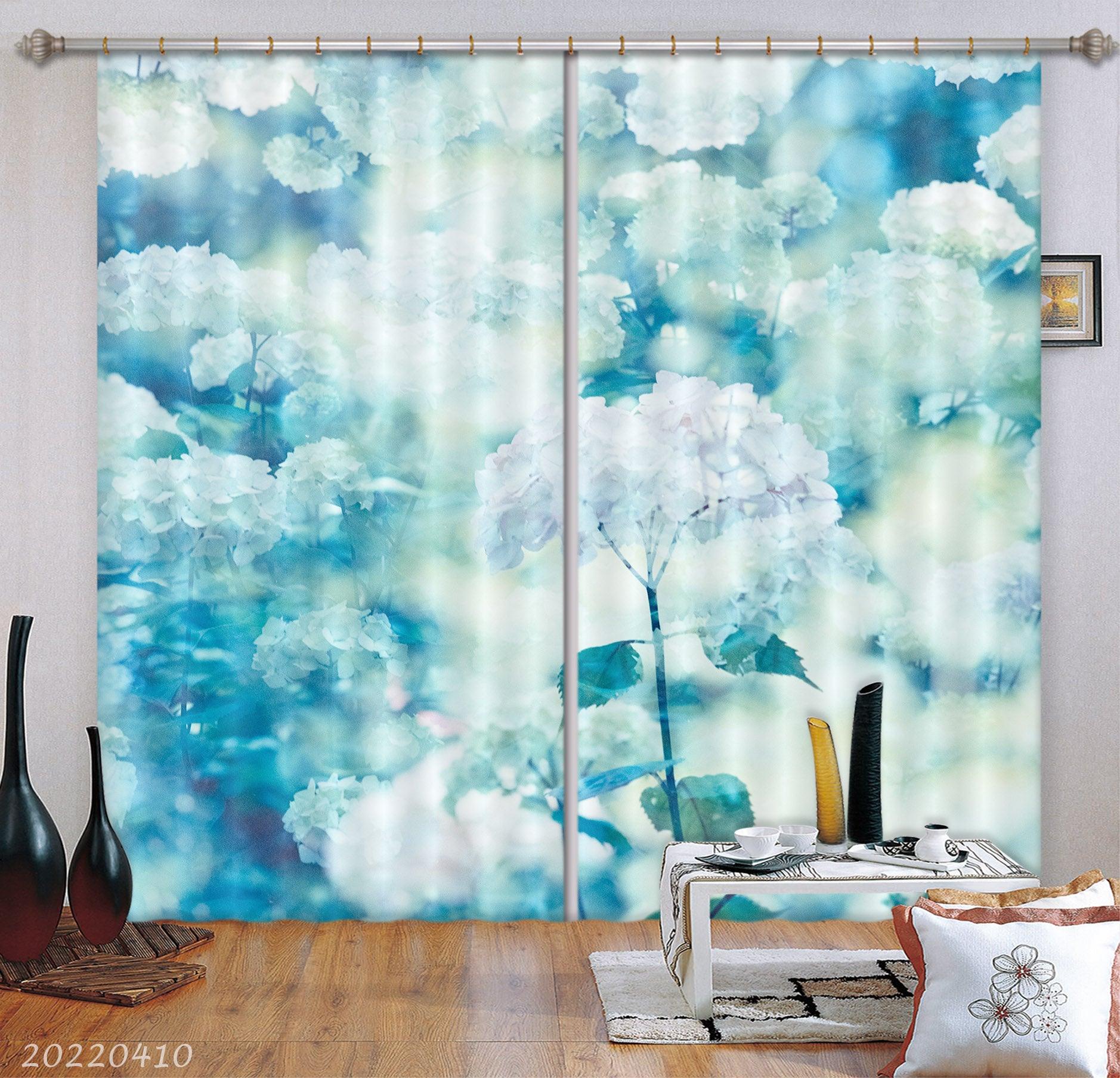 3D Beautiful Floral Blue Pattern Curtains and Drapes GD 3996- Jess Art Decoration