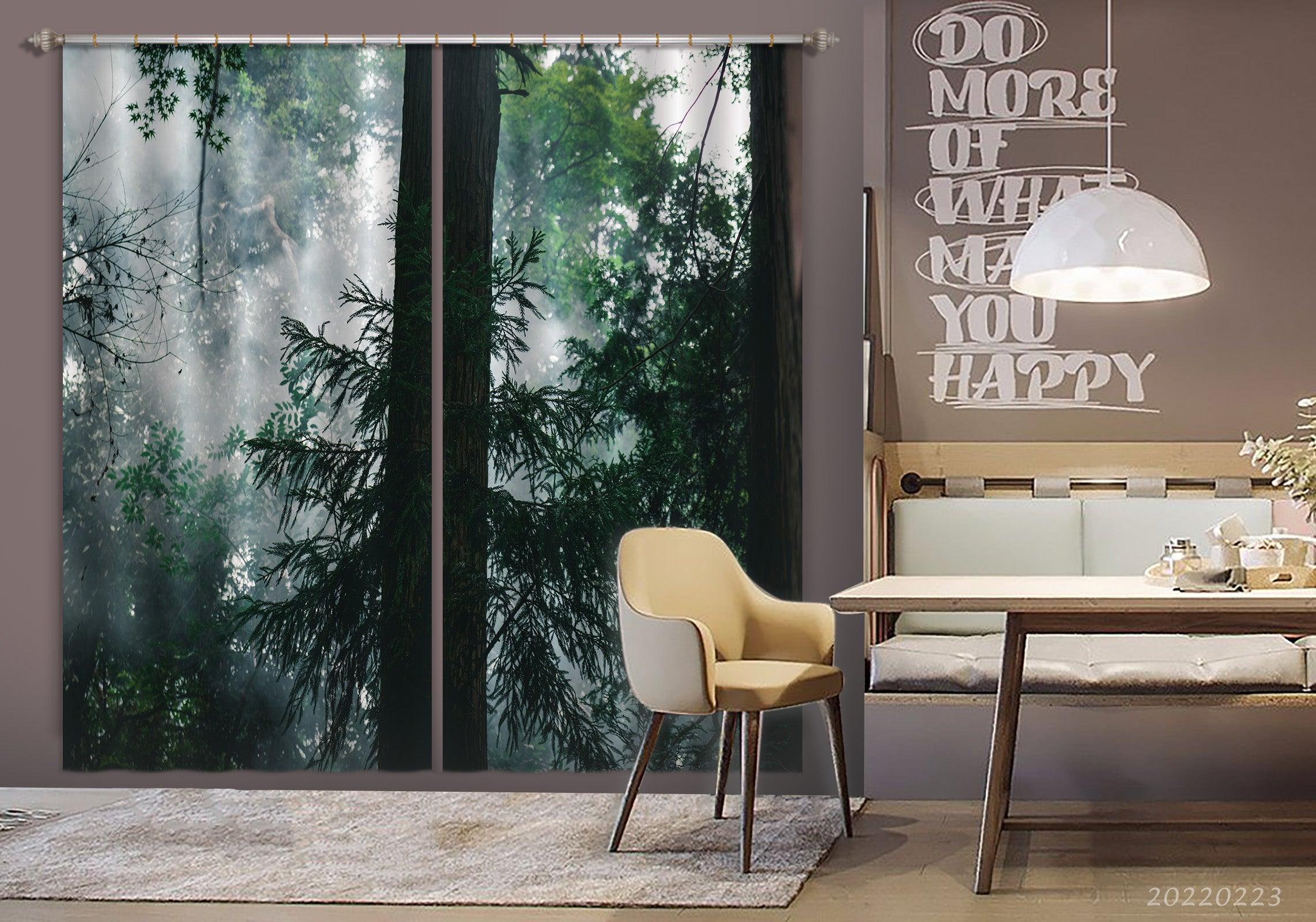 3D Woods Green Leaf Fog Landscape Curtains and Drapes GD 2784- Jess Art Decoration