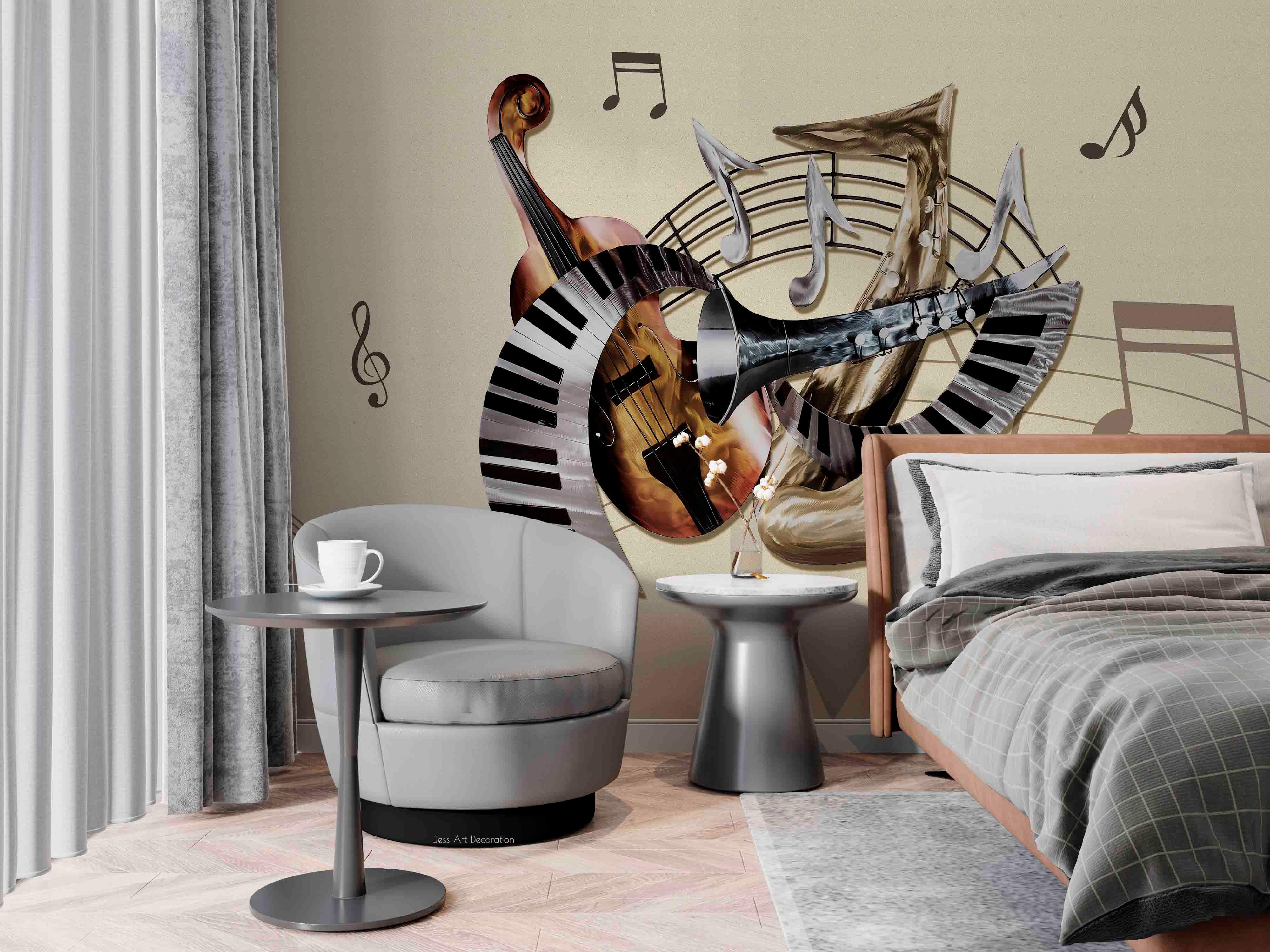 3D Staff Musical Instruments Wall Mural Wallpaper GD 3032 ...