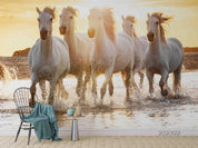 3D Sunset Beach Horse Running Wall Mural Wallpaper LQH 70- Jess Art Decoration