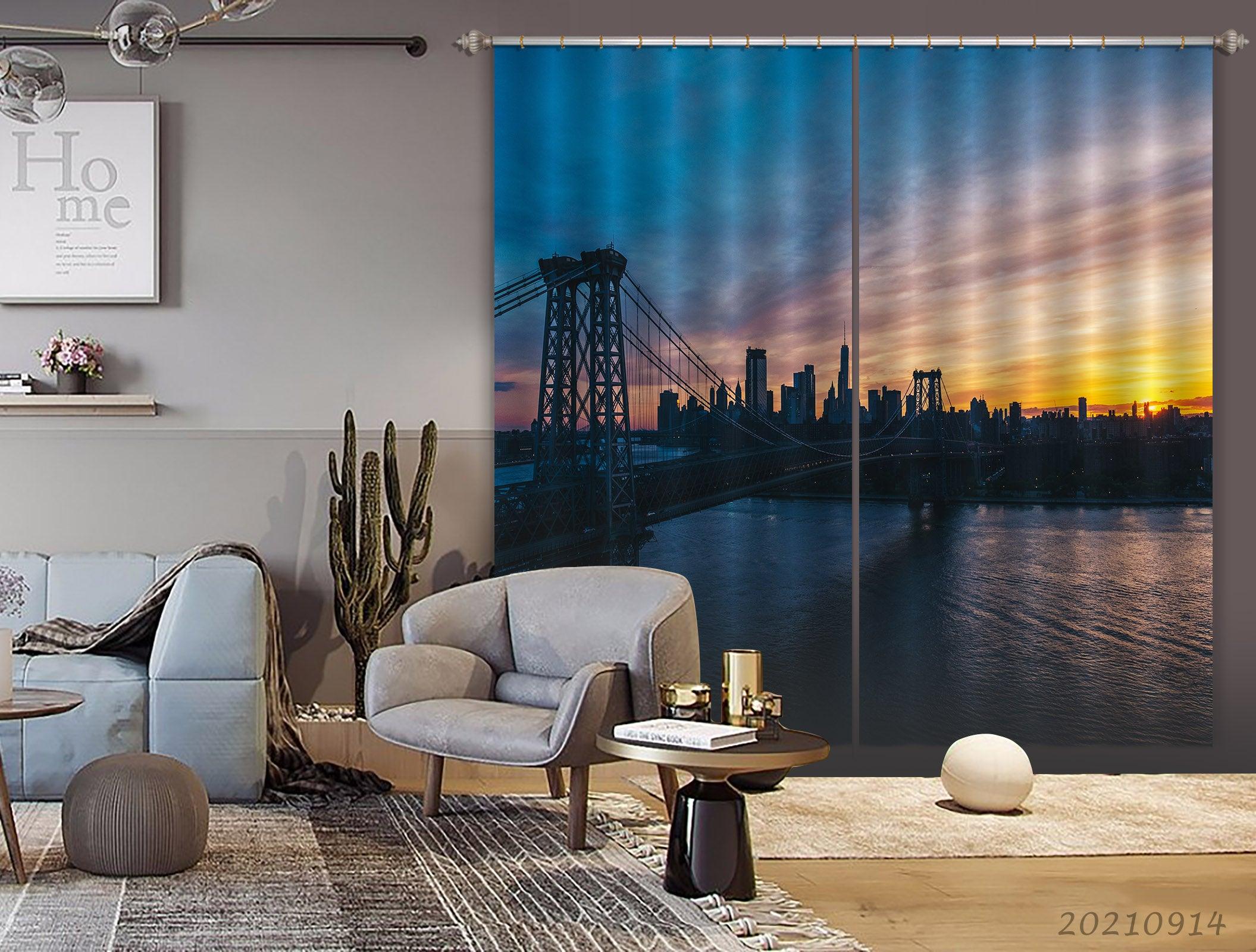 3D Sunset Sky City Architecture Curtains and Drapes LQH 325- Jess Art Decoration