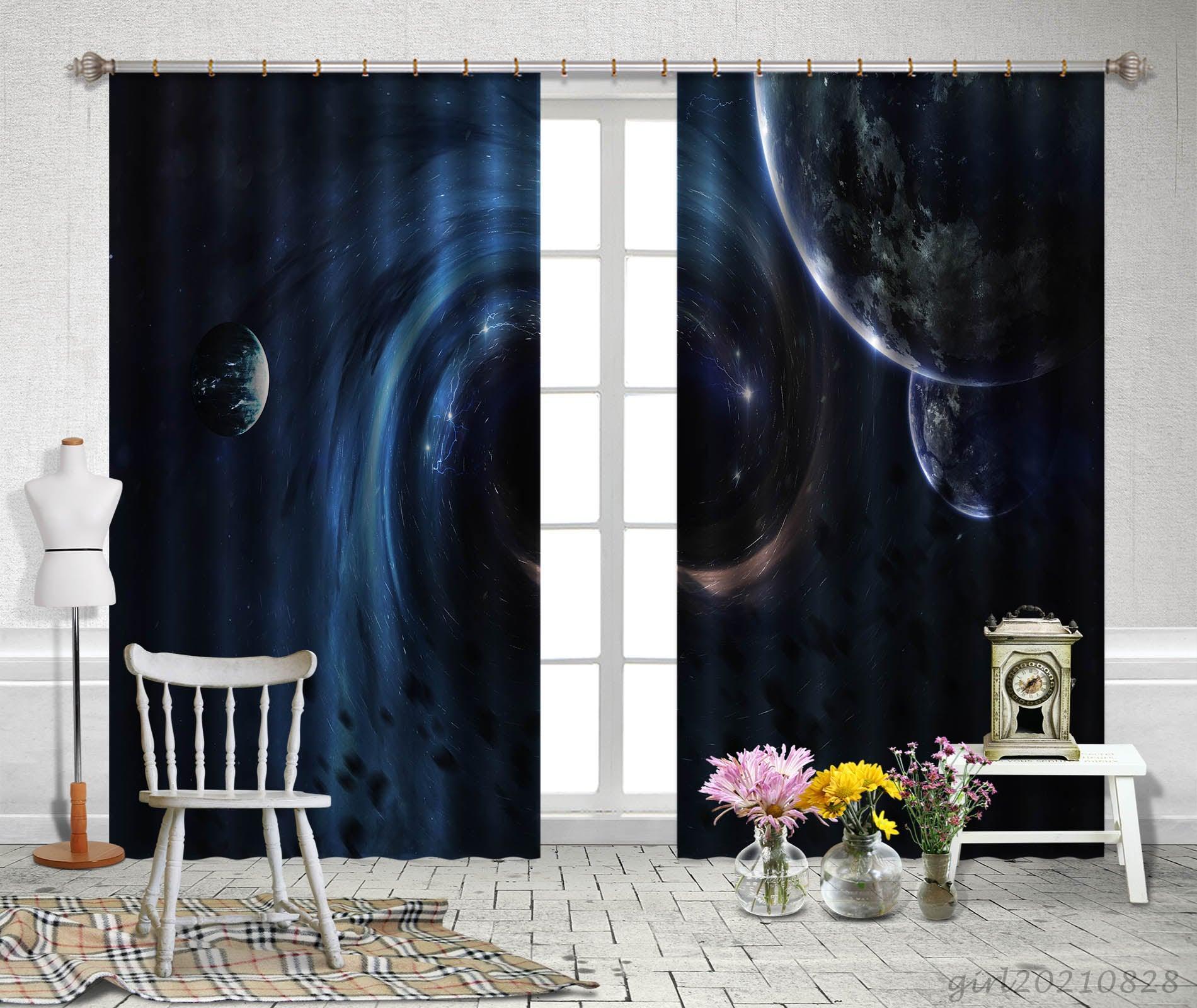 3D Space Planet Galaxy Curtains and Drapes LQH 103- Jess Art Decoration