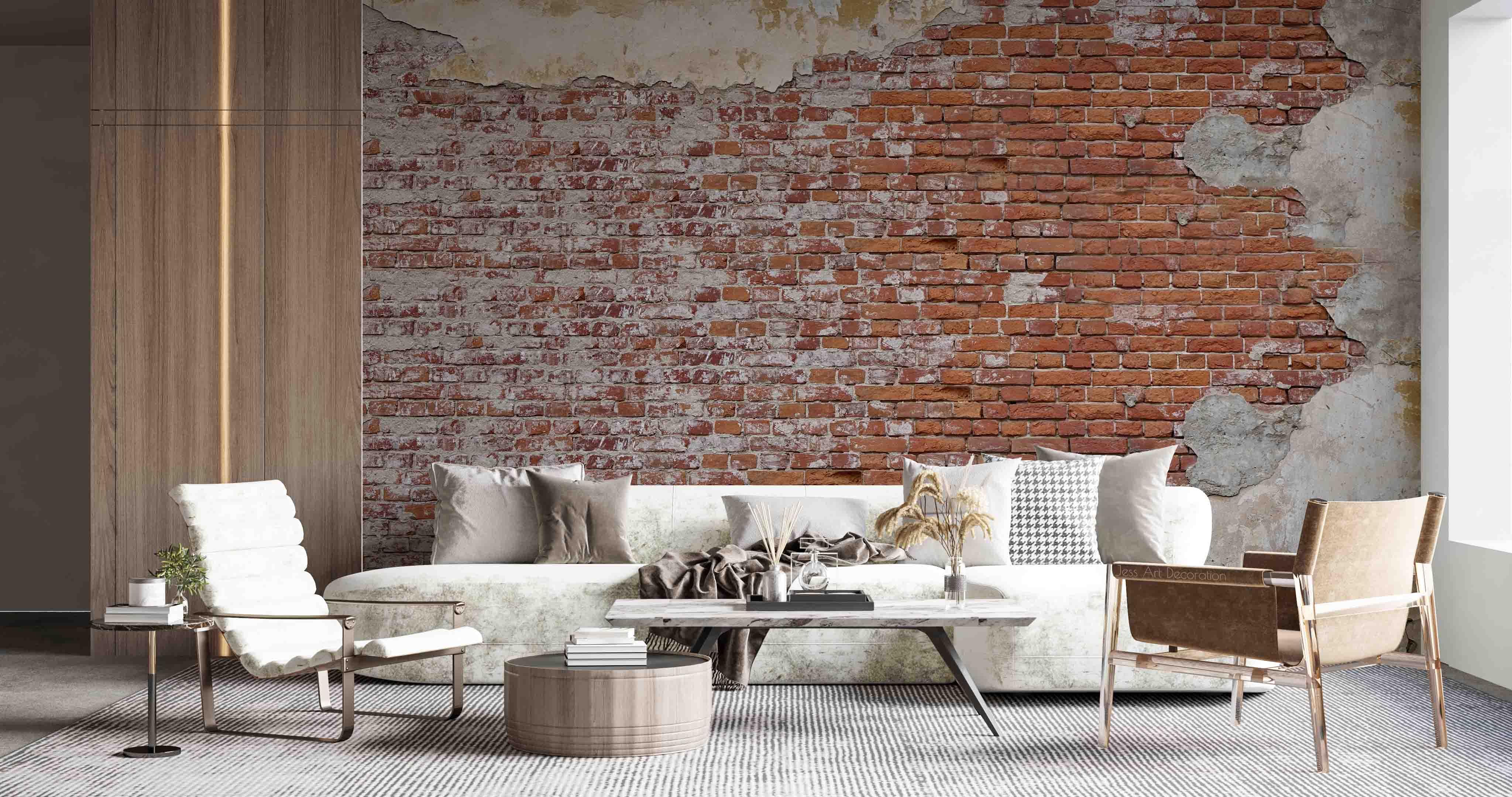 3D Vintage Red Brick Damaged White Paint Wall Mural Wallpaper GD 2558- Jess Art Decoration