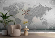 3D Grey World Map Wall Mural Wallpaper LQH 555- Jess Art Decoration