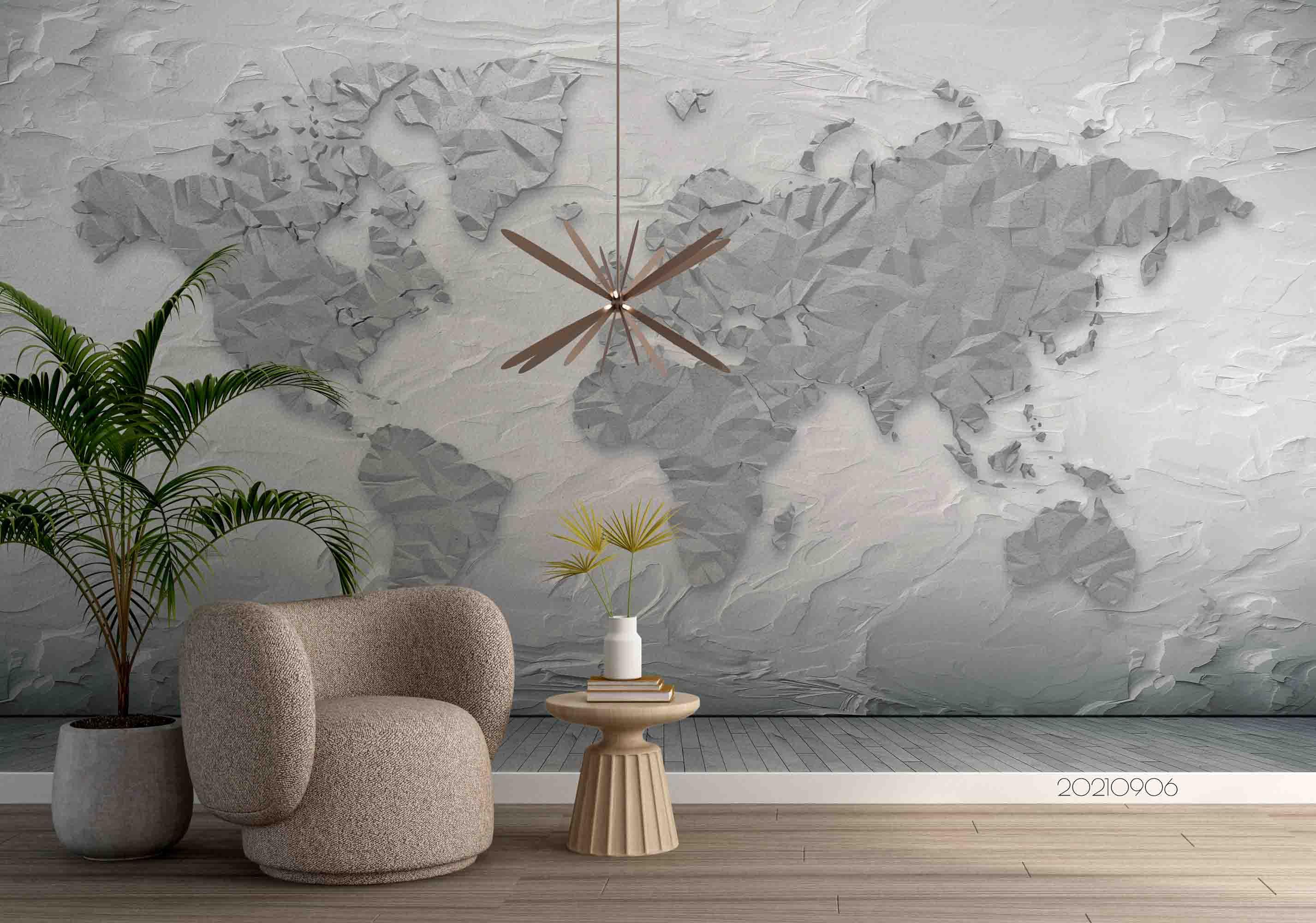 3D Grey World Map Wall Mural Wallpaper LQH 555- Jess Art Decoration