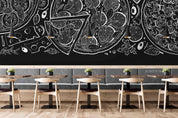 3D Black Pizza Wall Mural Wallpaper SF53- Jess Art Decoration