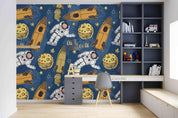 3D Cartoon Space Colorful Astronaut Rocket Pattern Wall Mural Wallpaper LXL 332- Jess Art Decoration