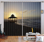 3D Sea Coast Observation Deck Sunbeam Curtains and Drapes GD 3076- Jess Art Decoration