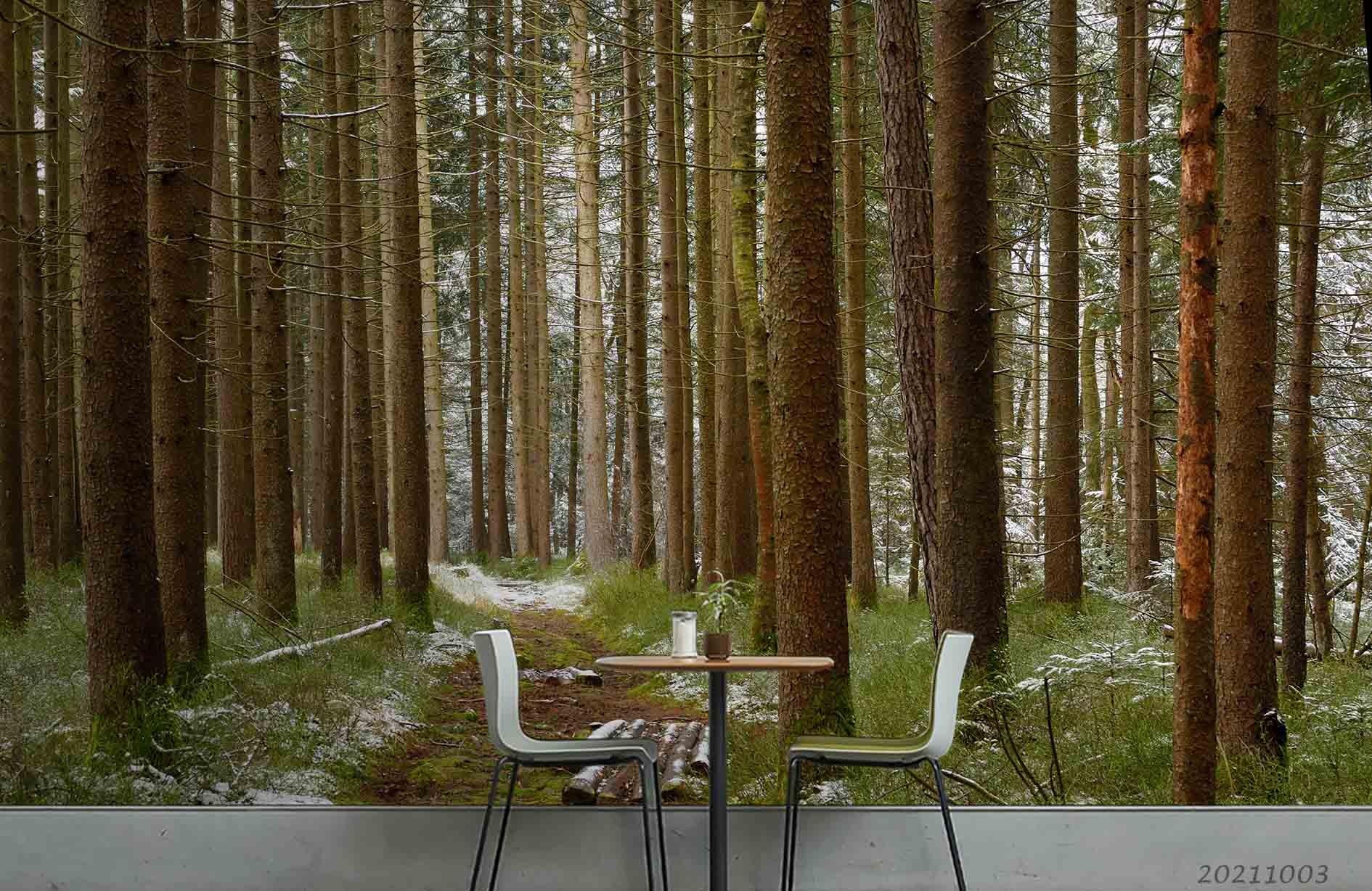 3D Green Tree Forest Nature Landscape Wall Mural Wallpaper LQH 517- Jess Art Decoration