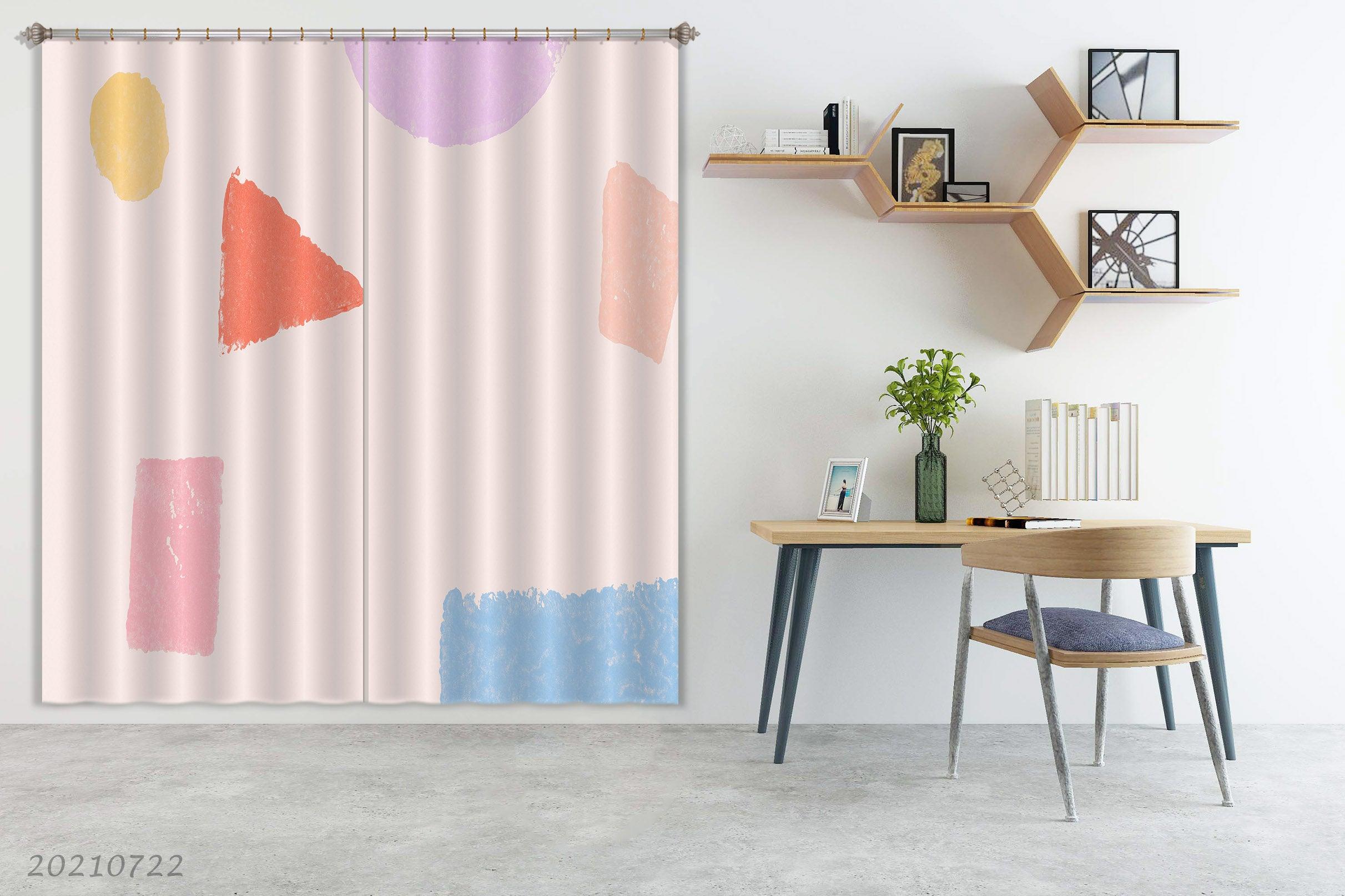 3D Abstract Color Geometry Curtains and Drapes LQH 248- Jess Art Decoration
