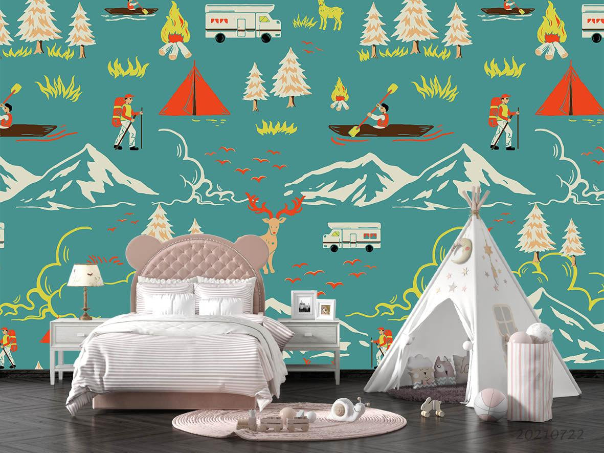 3D Camping Tourism Wall Mural Wallpaper LQH 125- Jess Art Decoration