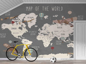 3D Gray World Map Airplane Wall Mural Wallpaper LQH 90- Jess Art Decoration