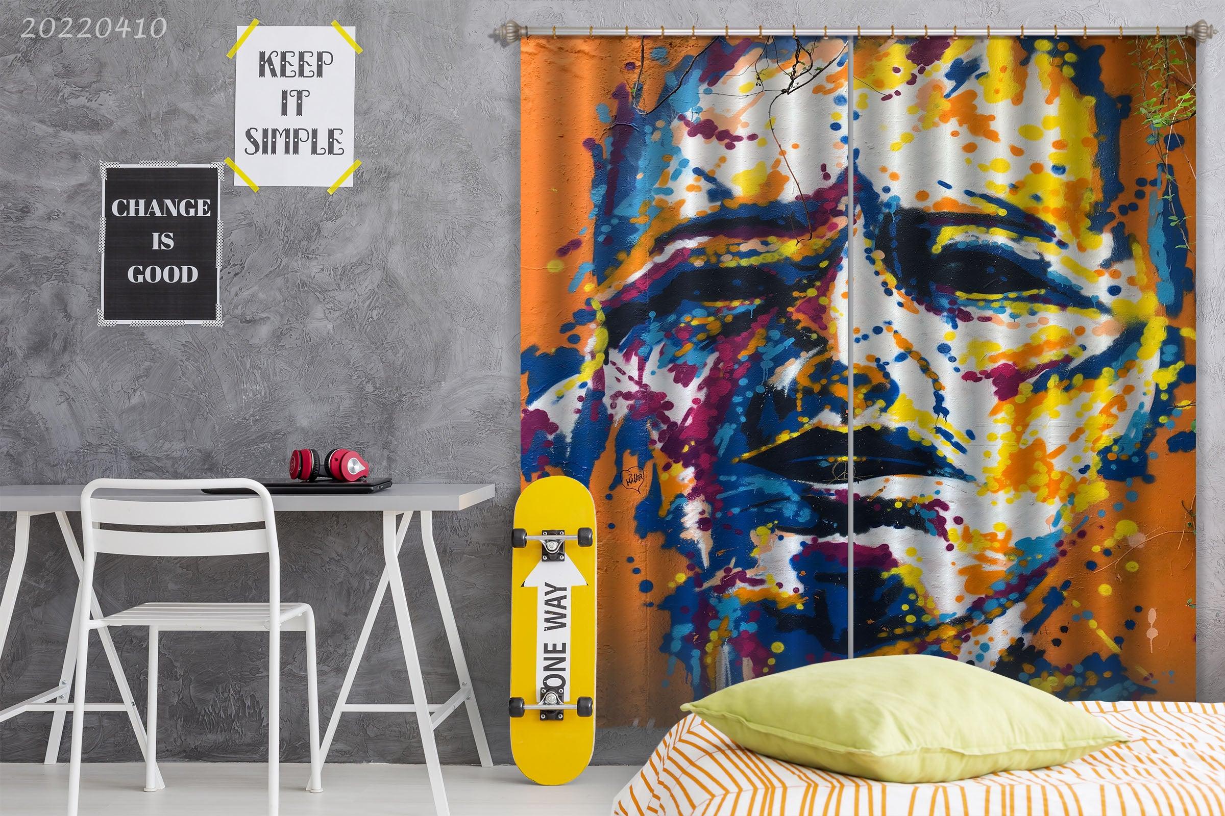 3D Abstract Artistic Graffiti Curtains and Drapes GD 3774- Jess Art Decoration