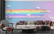 3D Paper-cut Sky Clouds Rainbow Wall Mural Wallpaper SWW2493- Jess Art Decoration
