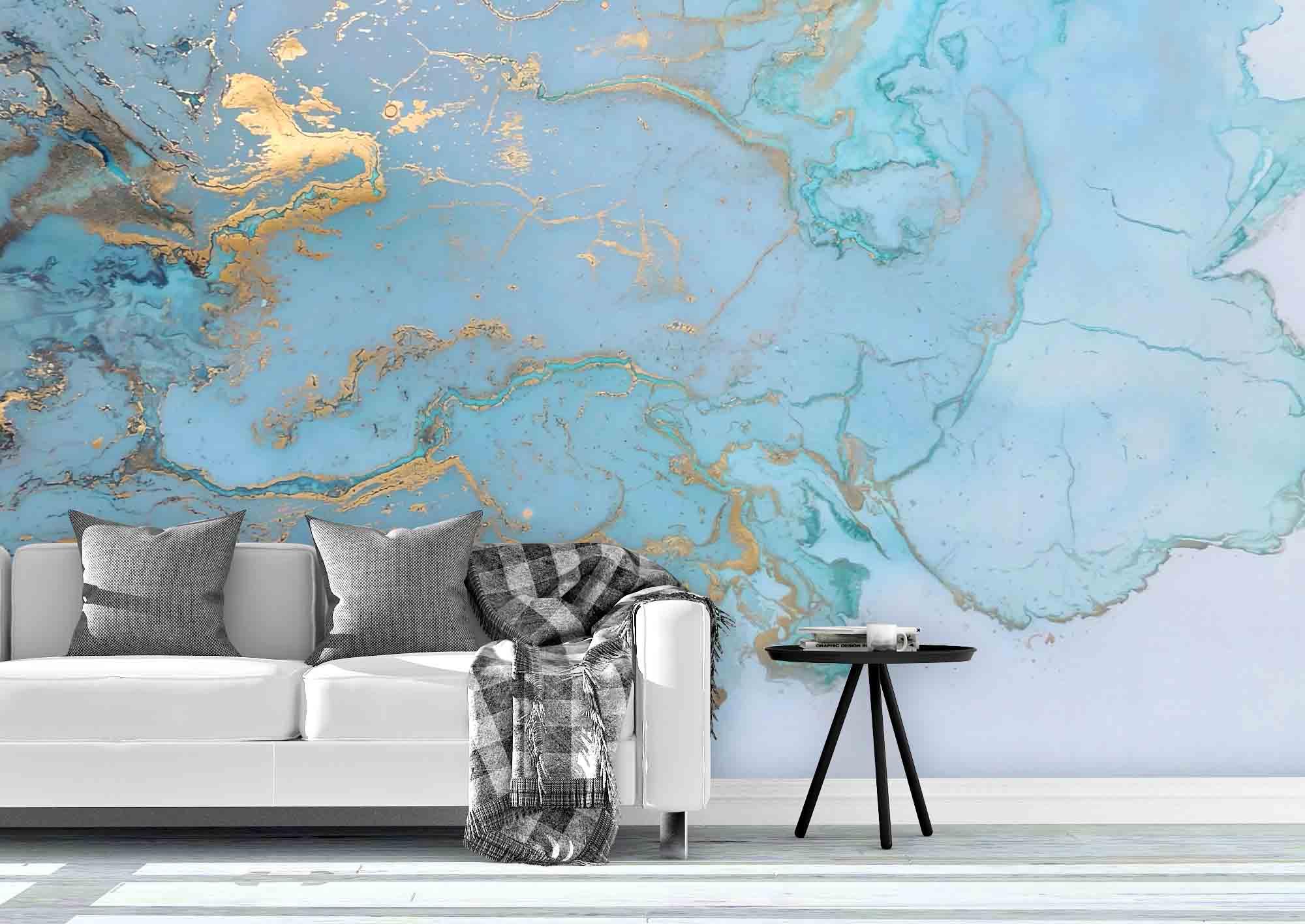 3D Watercolor Blue Marble Texture Wall Mural Wallpaper LQH 107- Jess Art Decoration