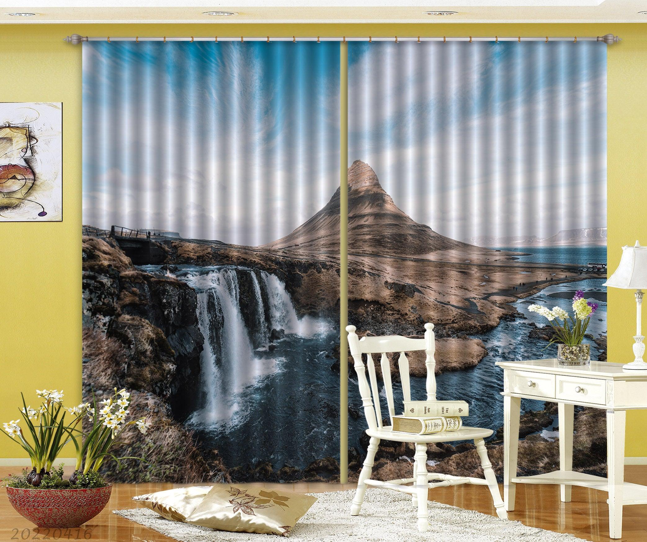3D Landscape Mountain Forest Green Trees River Curtains and Drapes GD 4511- Jess Art Decoration