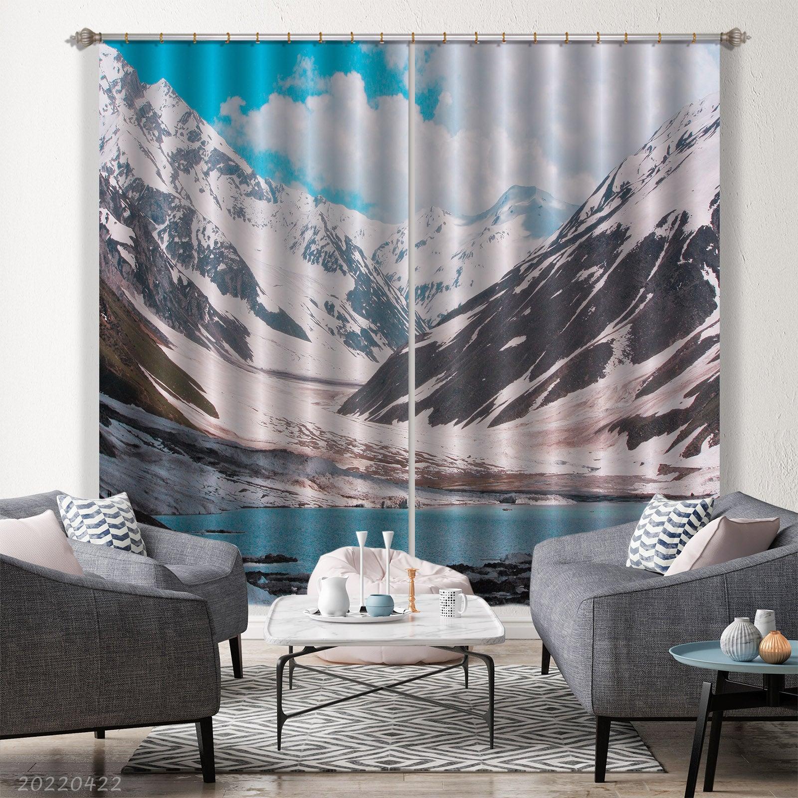 3D Landscape Snow Mountain Canyon River Curtains and Drapes GD 4232- Jess Art Decoration