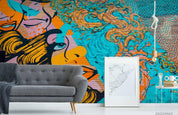 3D Colored Graffiti Woman Wall Mural Wallpaper LQH 168- Jess Art Decoration
