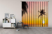 3D Landscape Ocean Silhouette Coconut Tree Sunset Curtains and Drapes GD 3750- Jess Art Decoration
