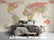 3D Color World Map Wall Mural Wallpaper LQH 69- Jess Art Decoration