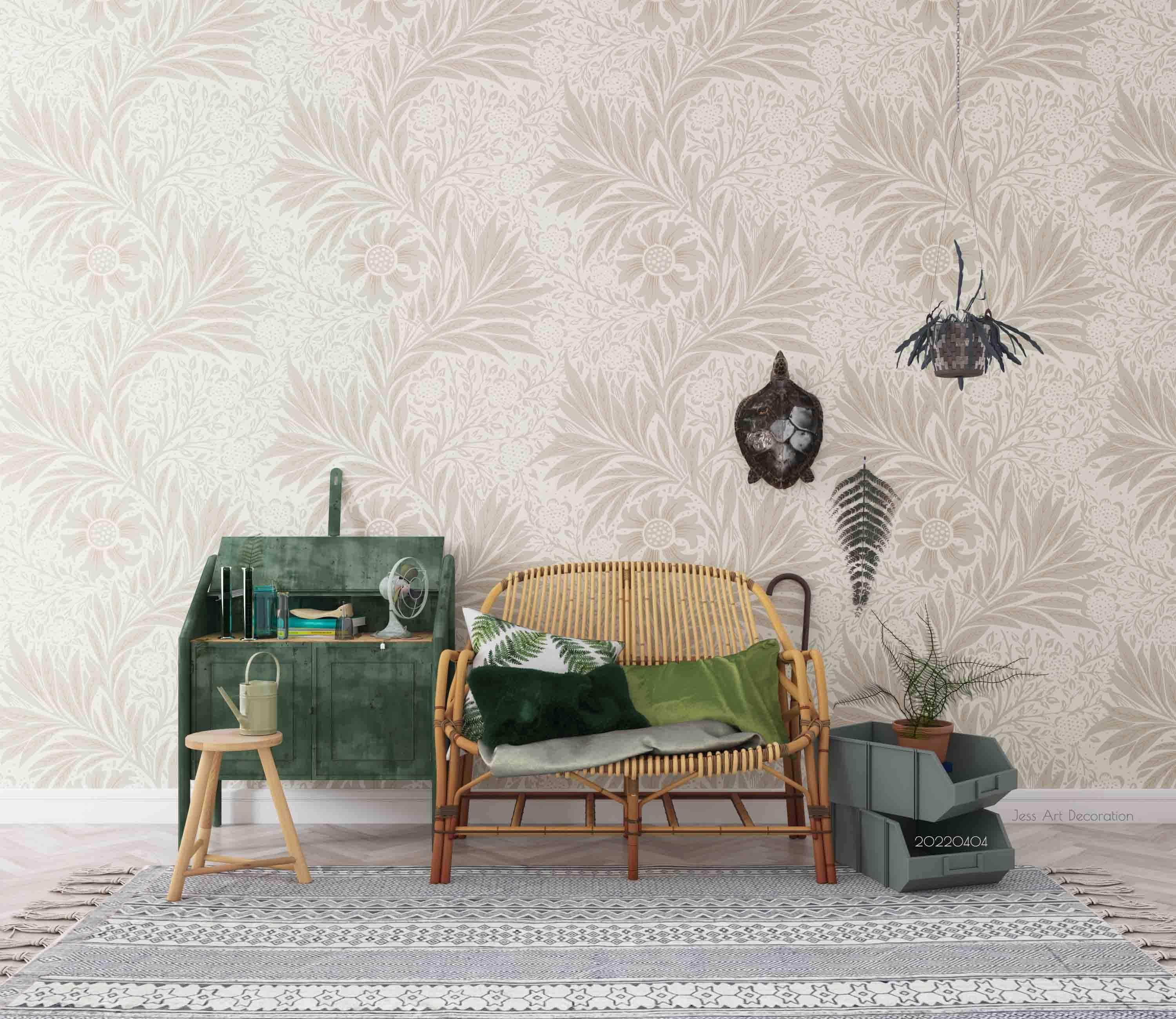 3D Vintage Plant Leaf Pattern Wall Mural Wallpaper GD 4044- Jess Art Decoration