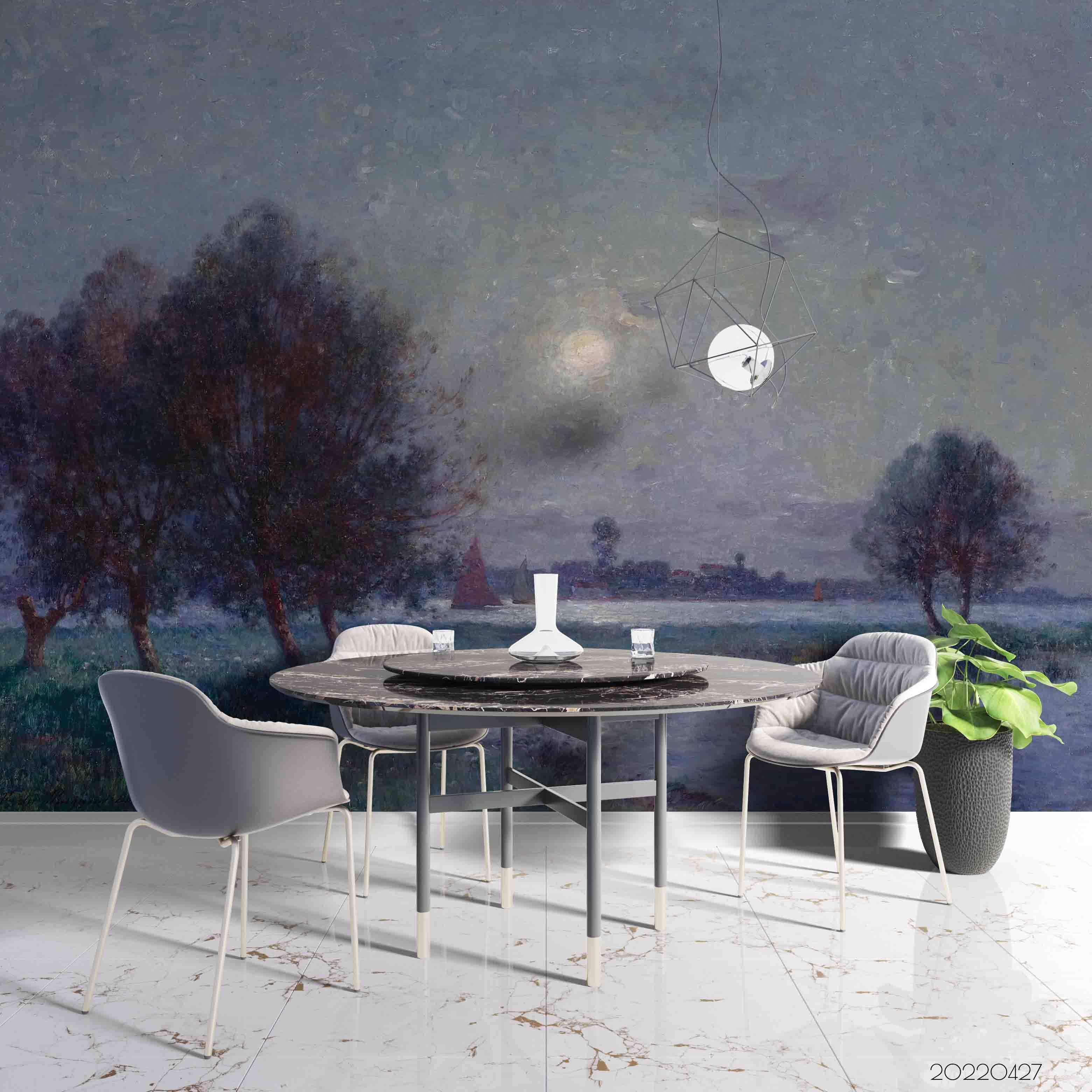 3D Night Wilderness Trees Lake Landscape Oil Painting Wall Mural Wallpaper GD 4582- Jess Art Decoration