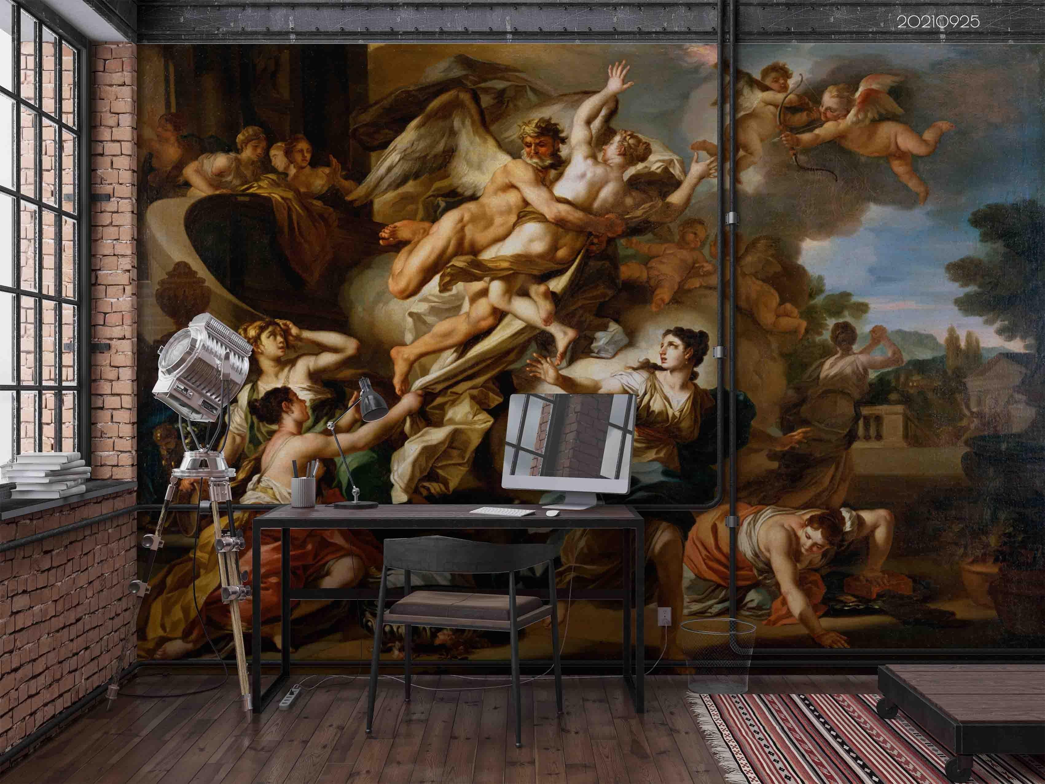 3D Classical Angel Wall classical angel religious painting wall mural wallpaper for dining room - view 3